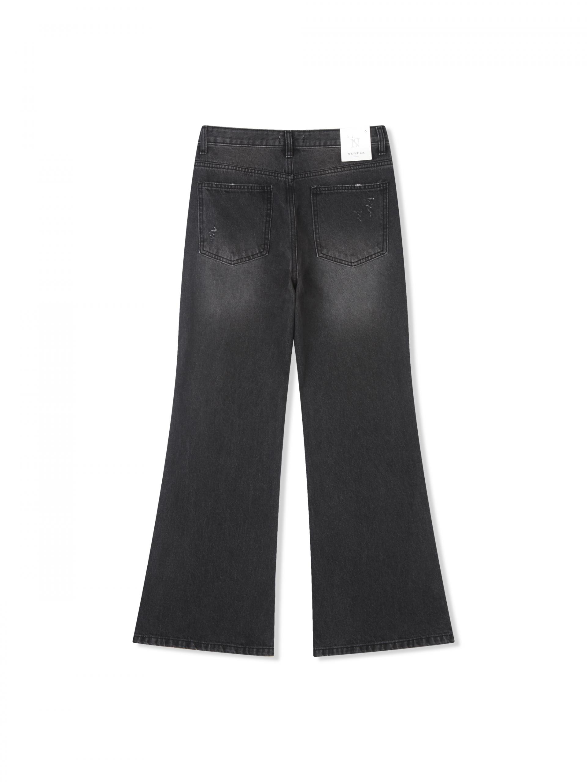 Black damage flared denim pants