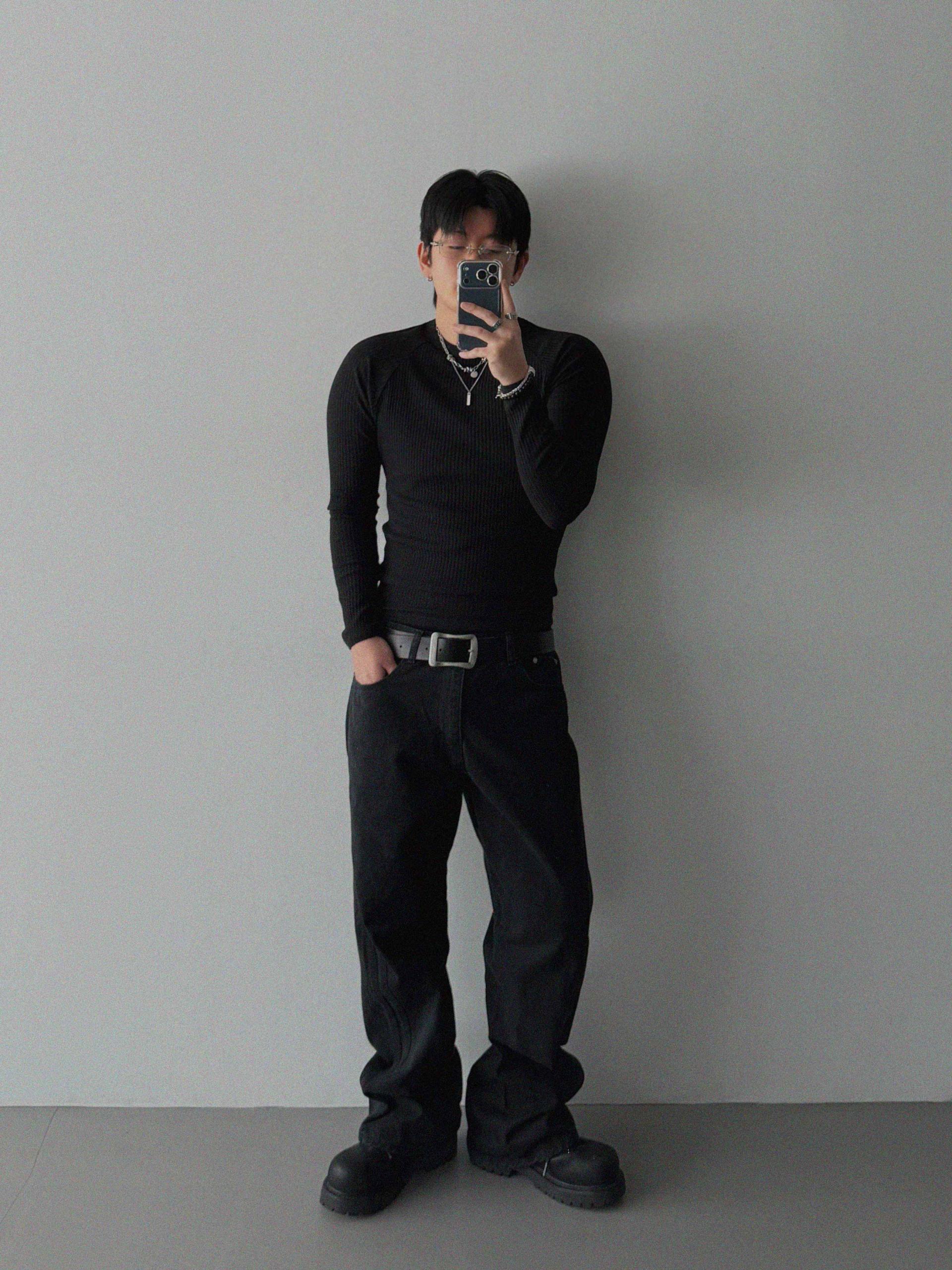 FW Double pocket curved flare pants