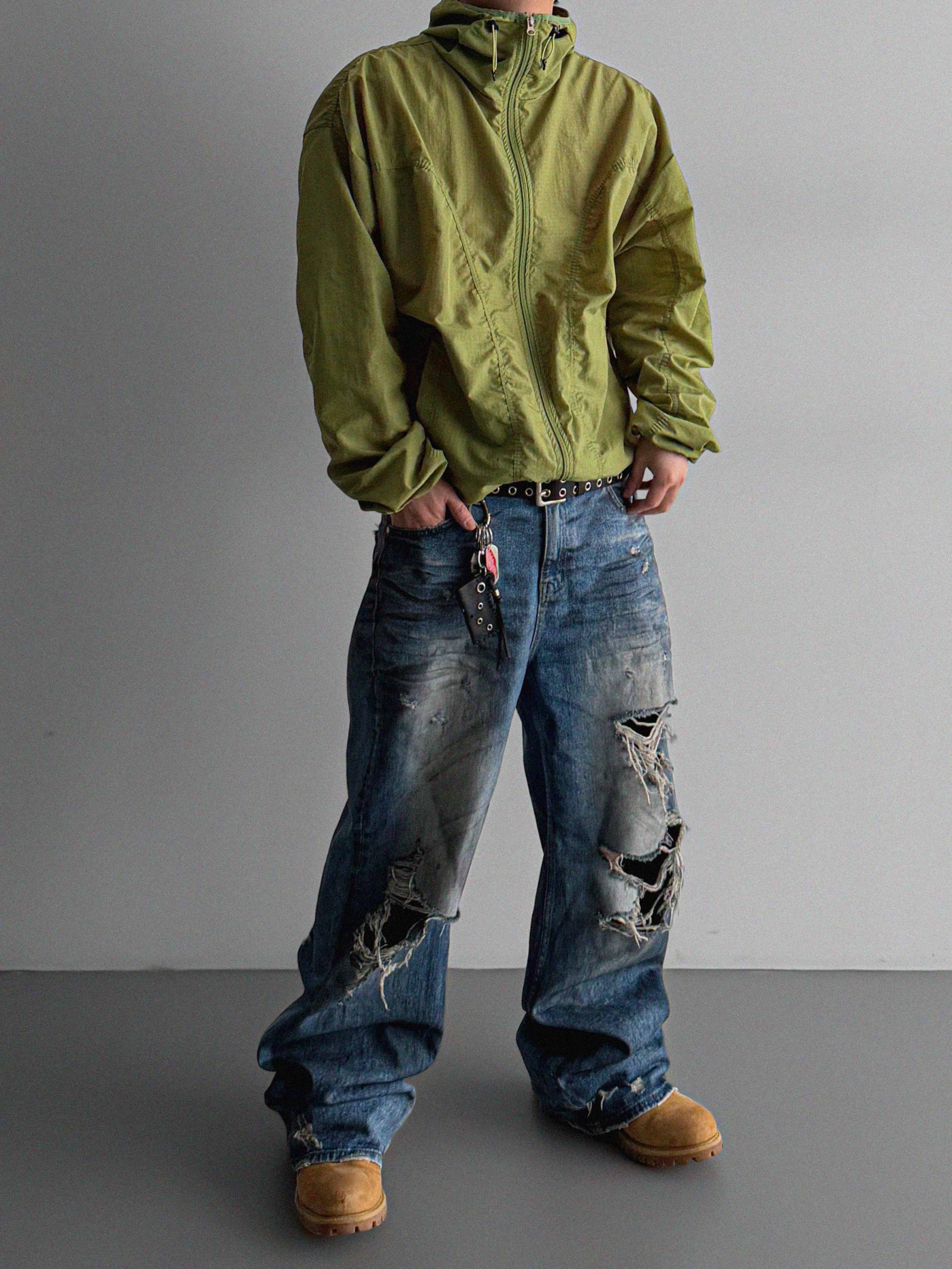 Core shirring waterproof hooded jacket