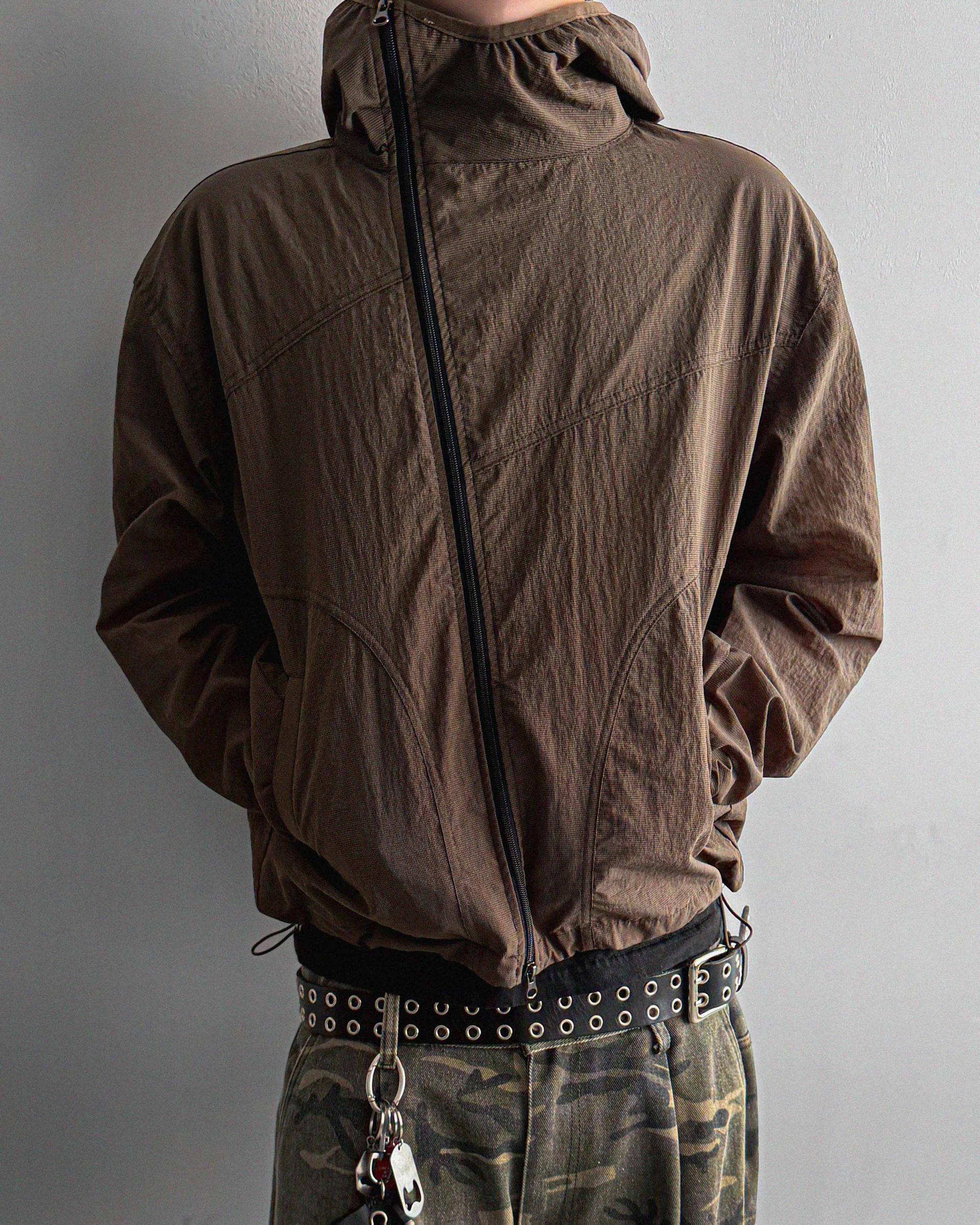 Summer diagonal zipper hood jacket
