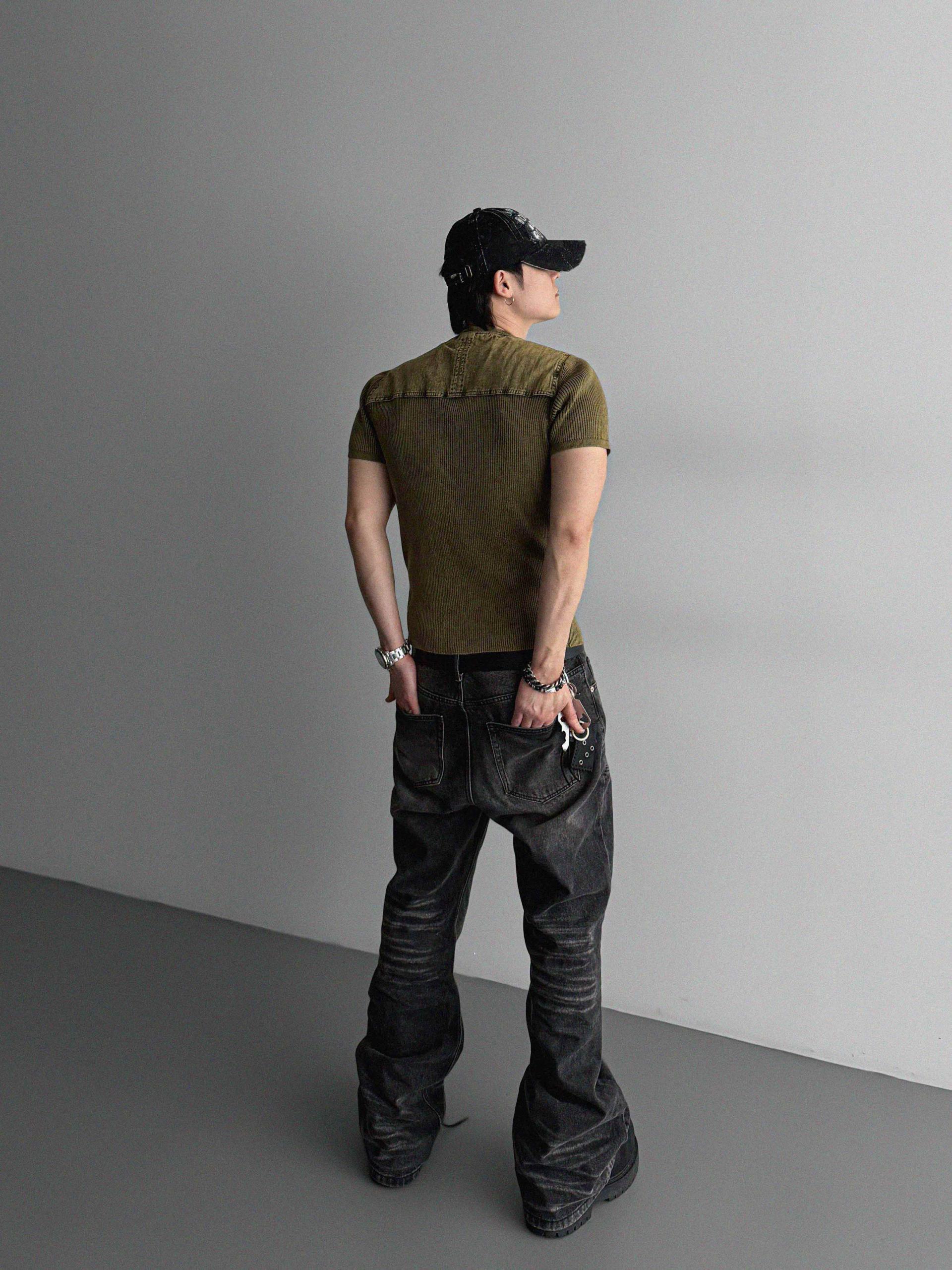 Pigment panel slim half knit