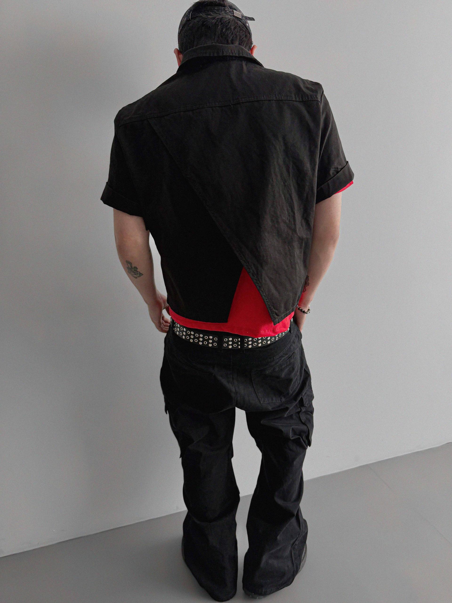 Slash denim half jacket