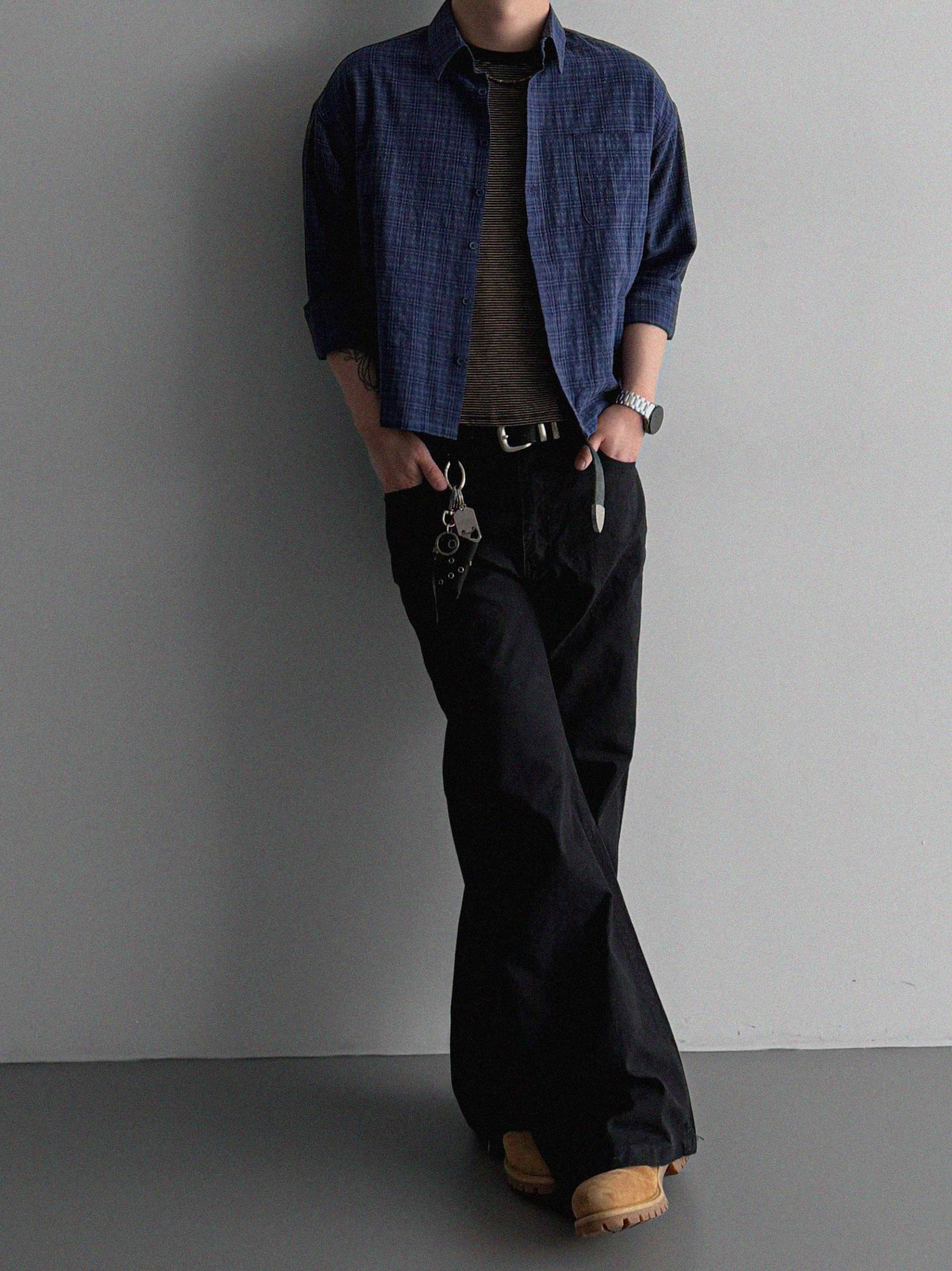 Cinch-back cotton flared pants