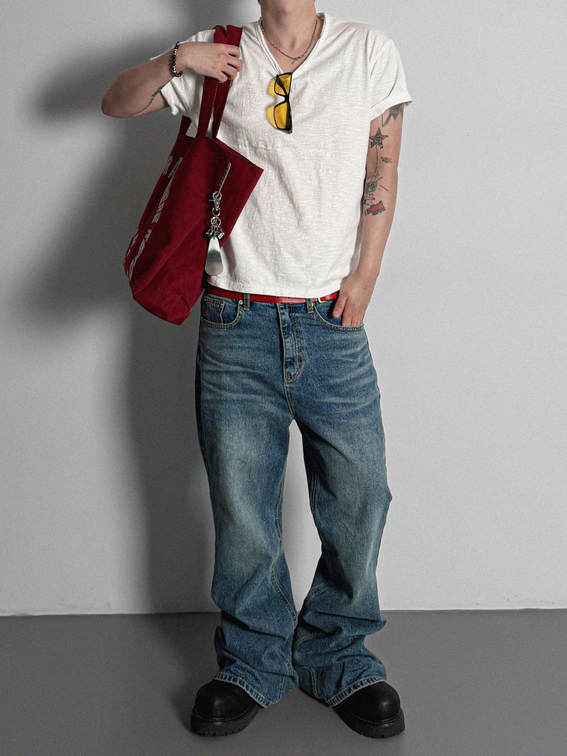 Slab cut u-neck half t