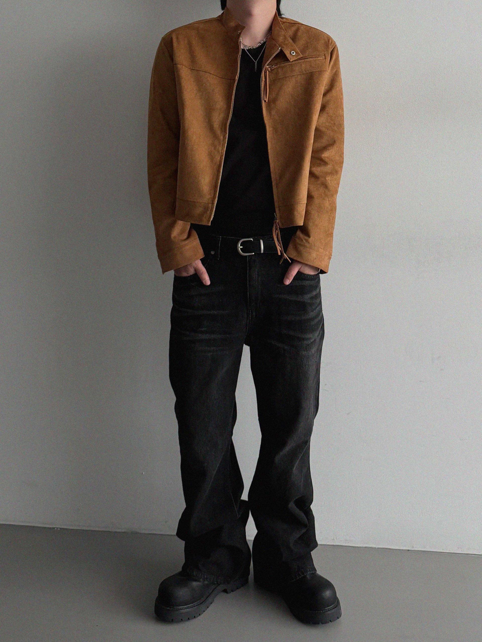 Biker suede crop jacket