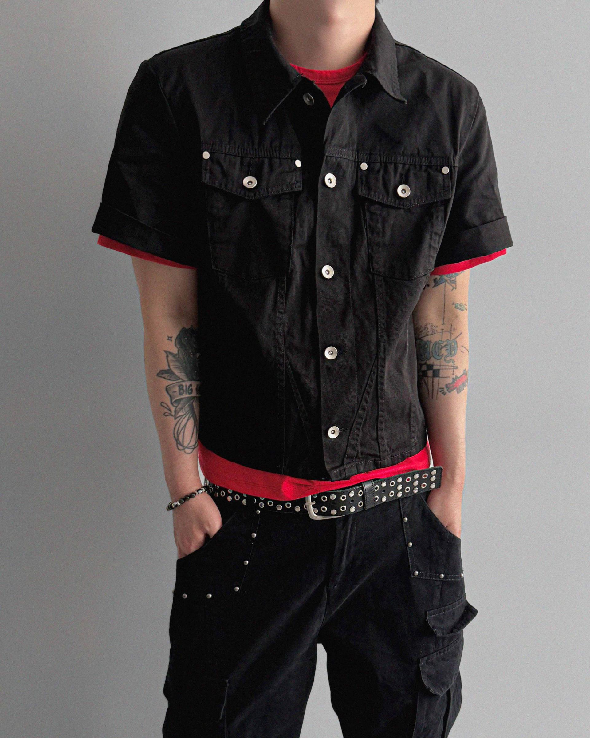 Slash denim half jacket