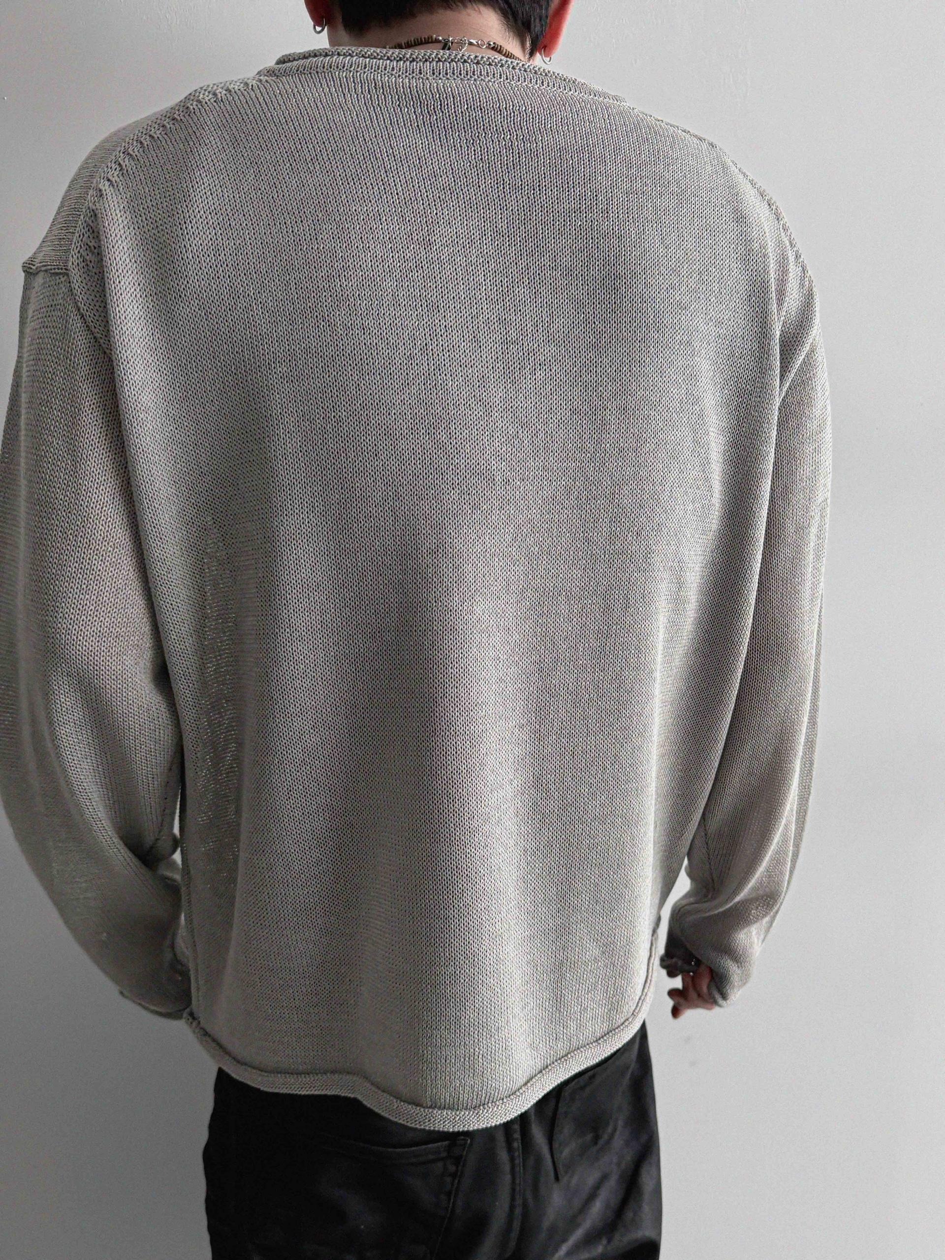 Summer henley neck see-through knit