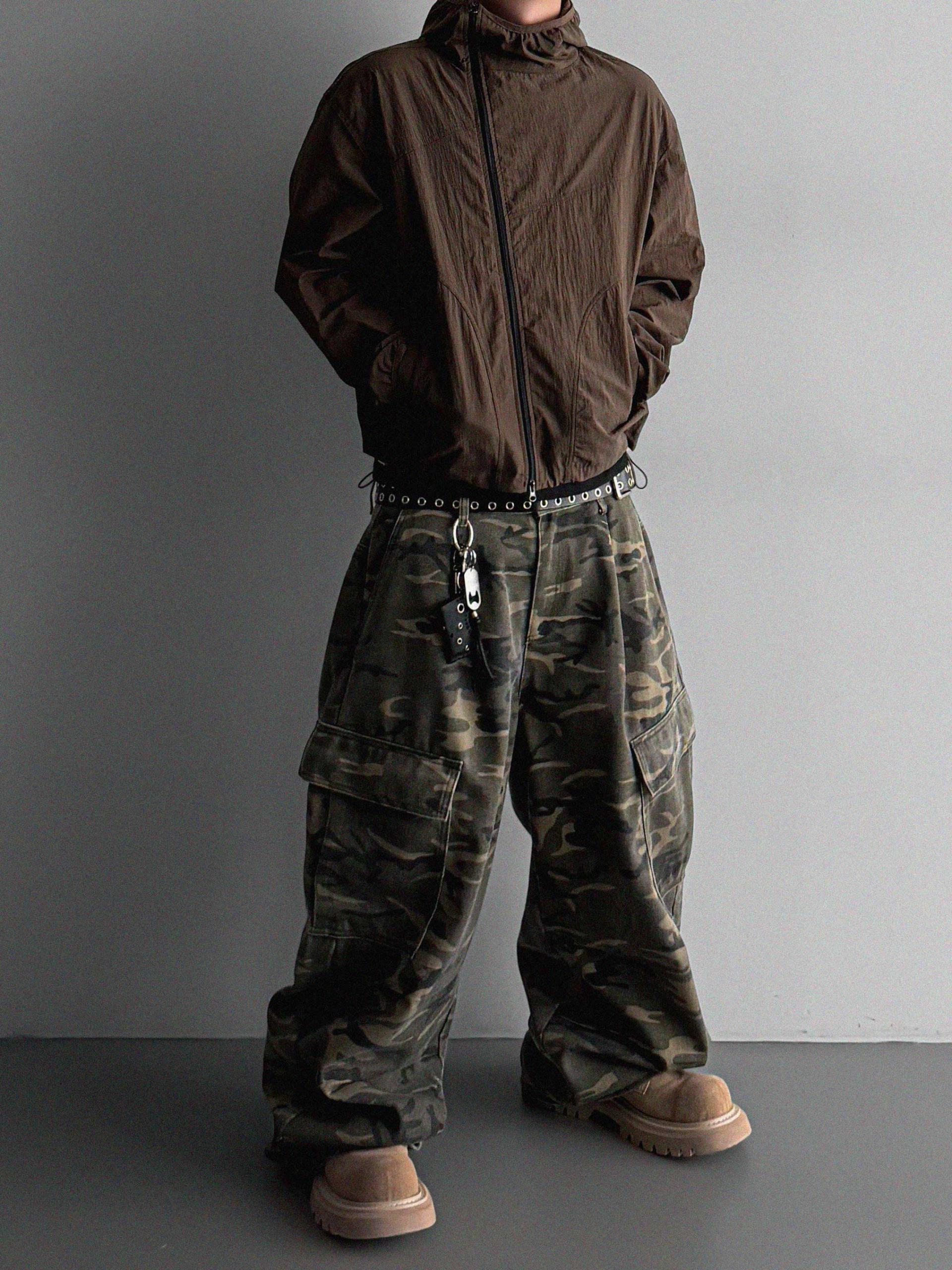 Summer diagonal zipper hood jacket