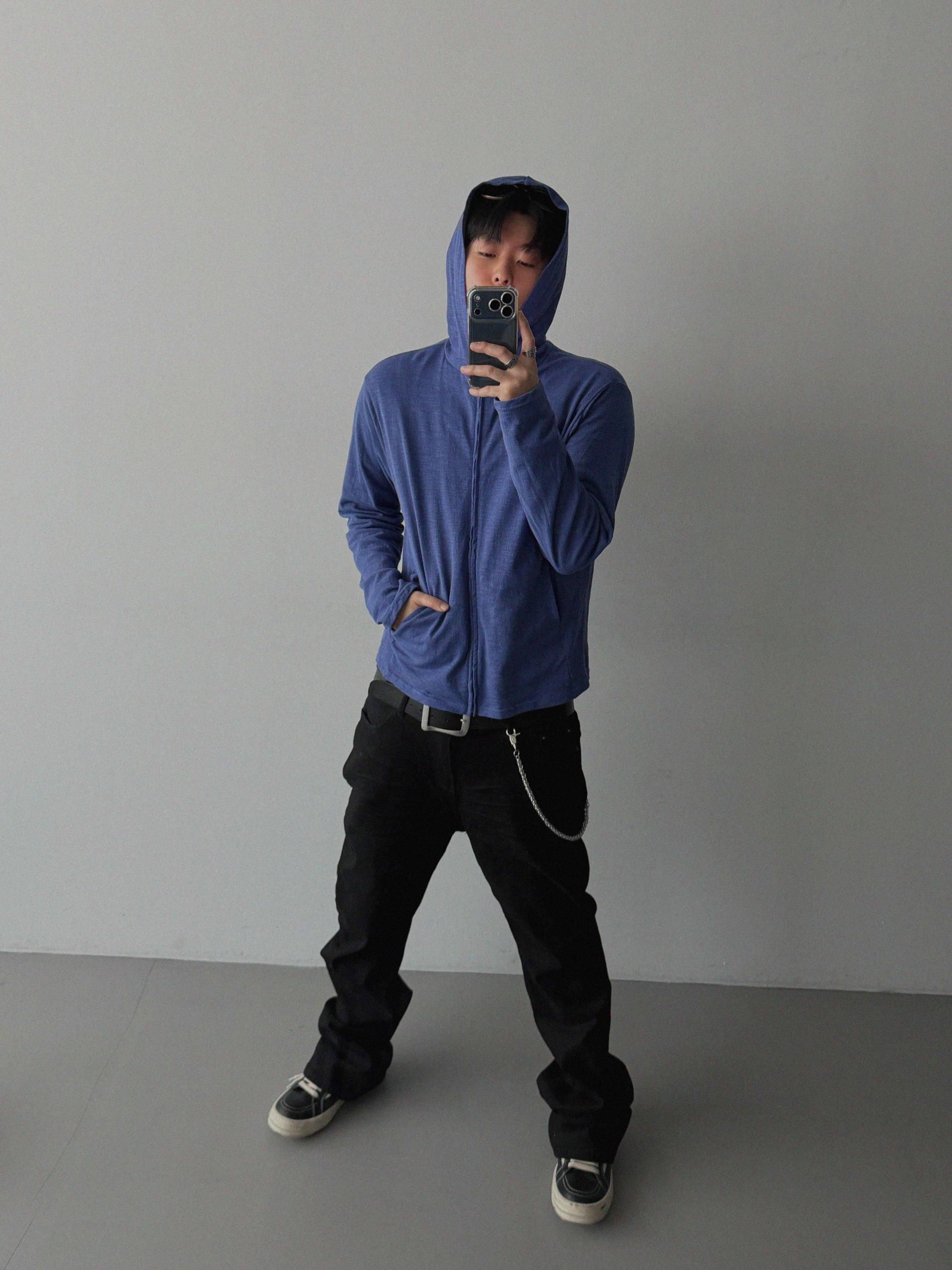 Heize crop hood zip-up