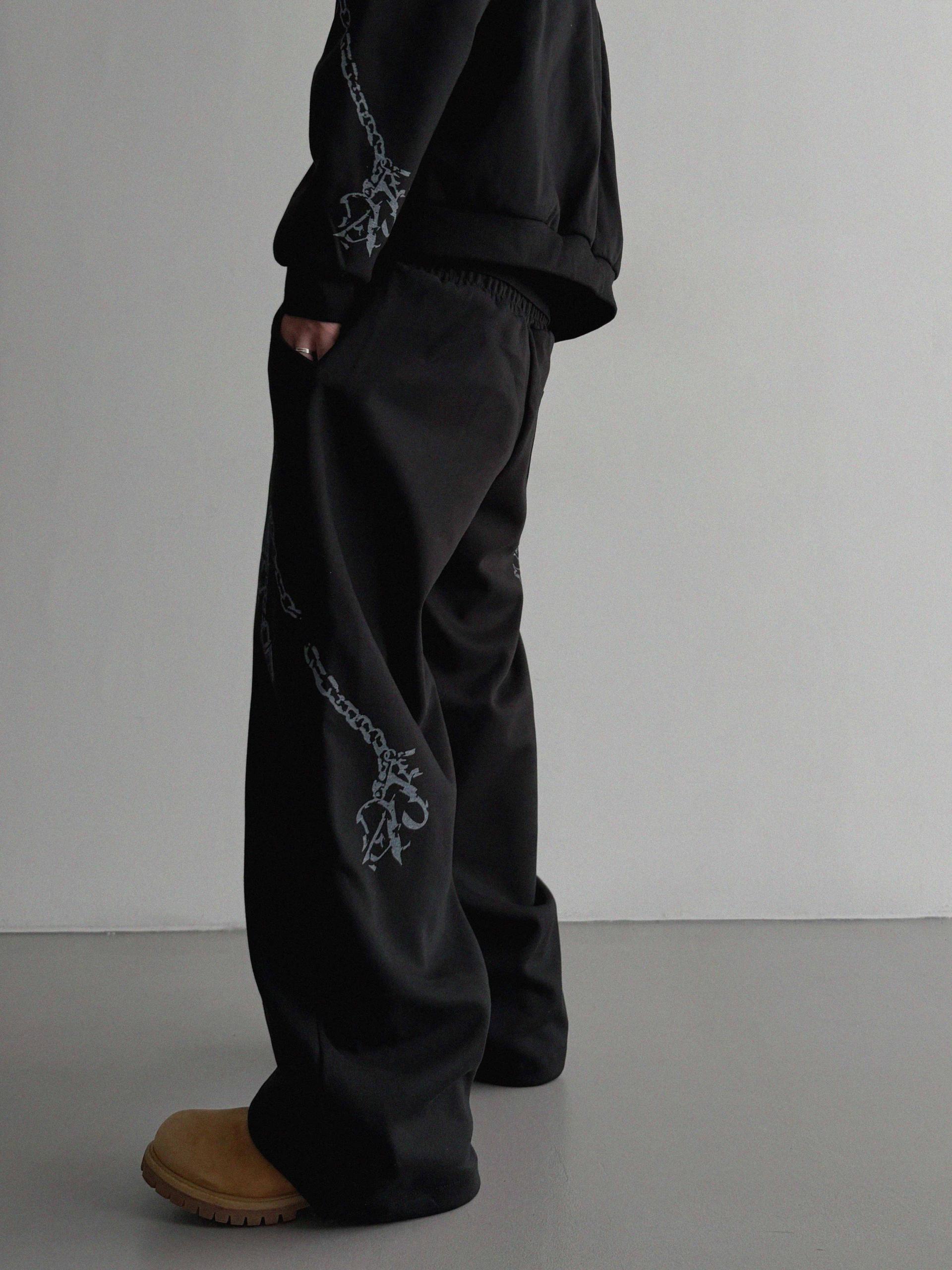 Keyring printed wide sweat pants