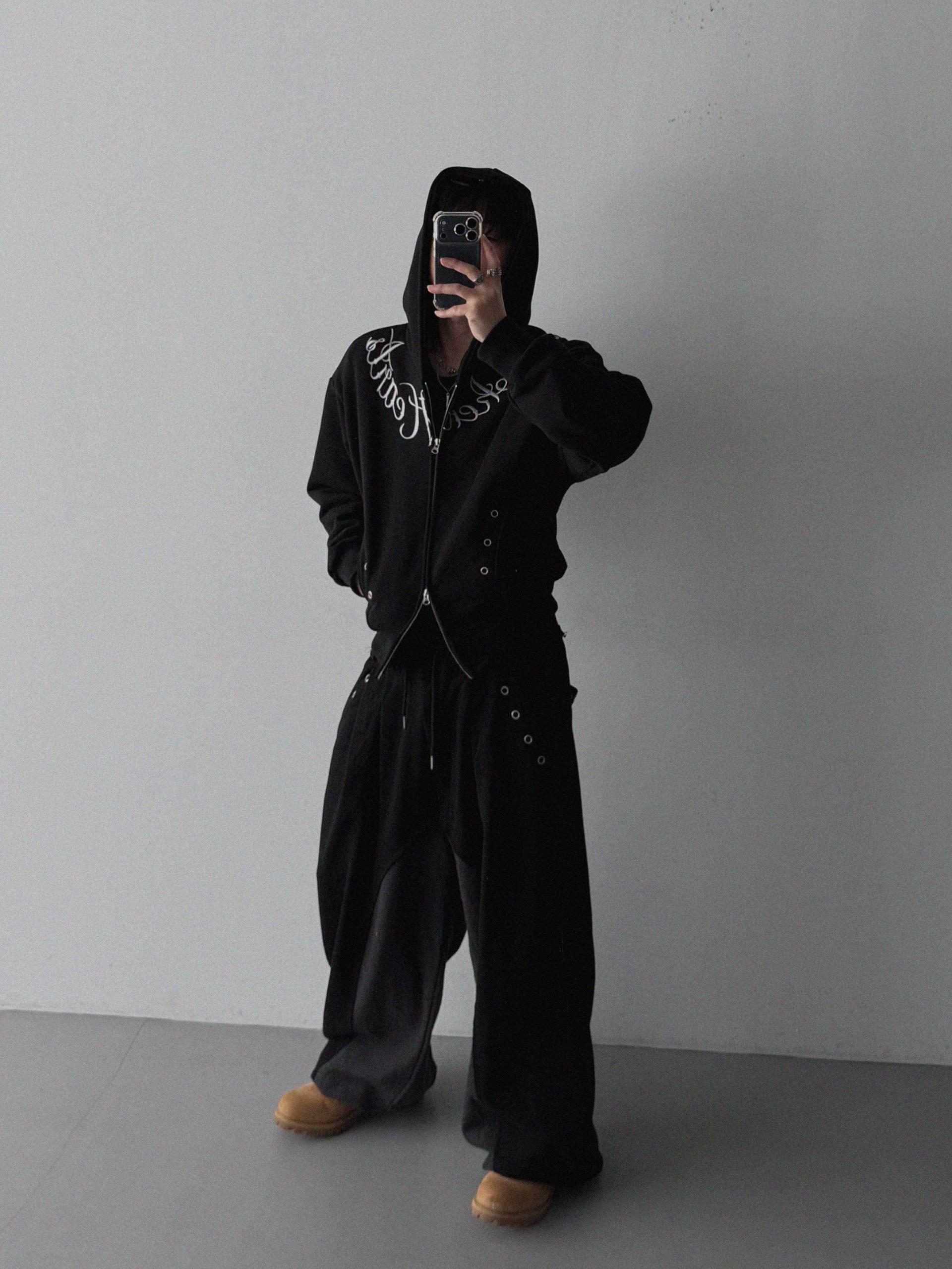 Color blocked eyelet wide sweat pants