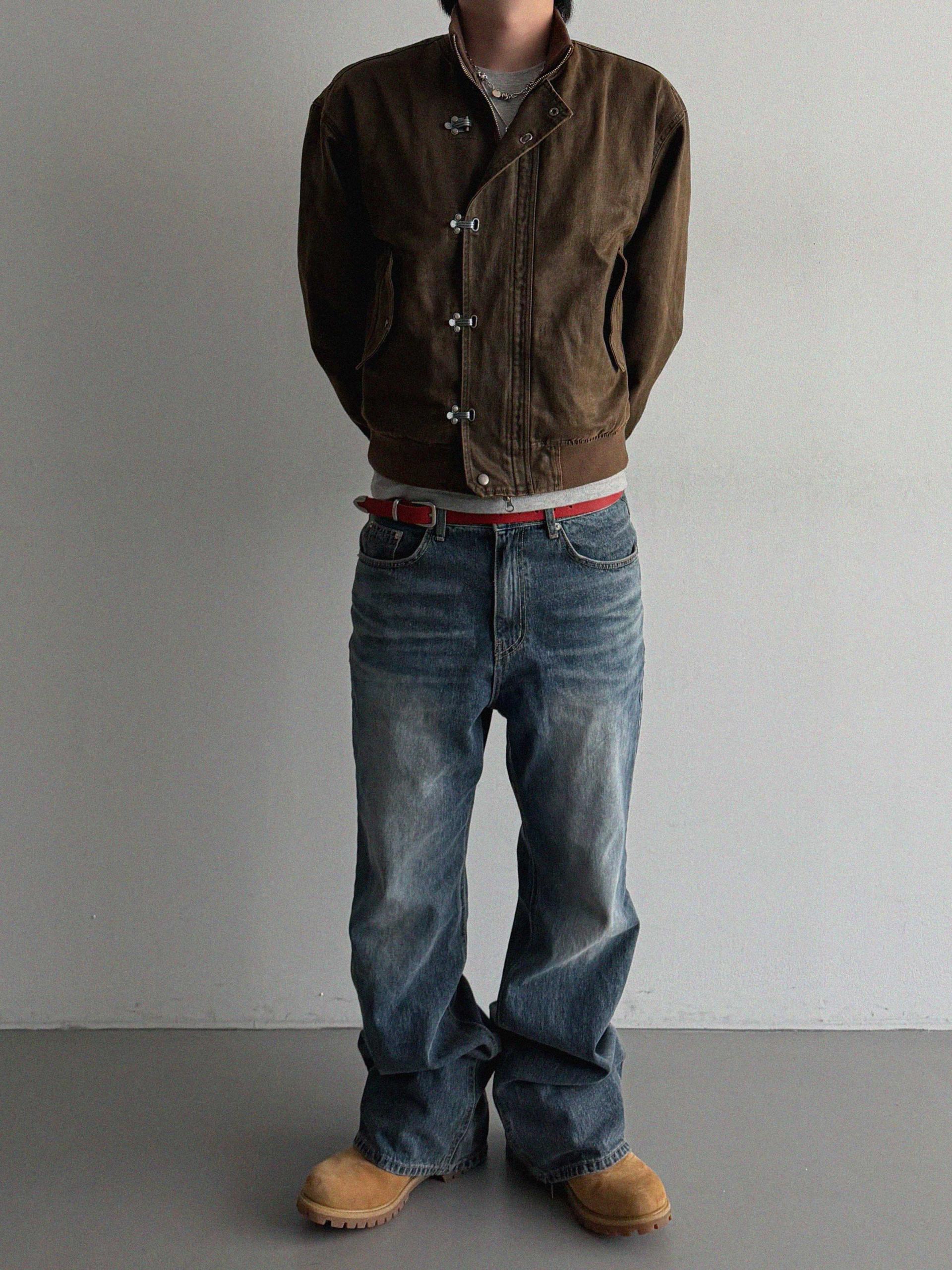 Deep brush flare denim pants