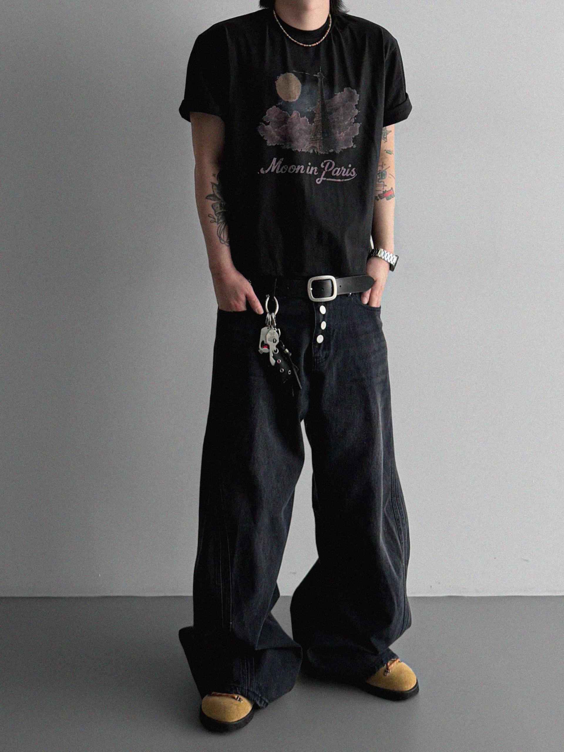 Cachion twisted wide denim pants