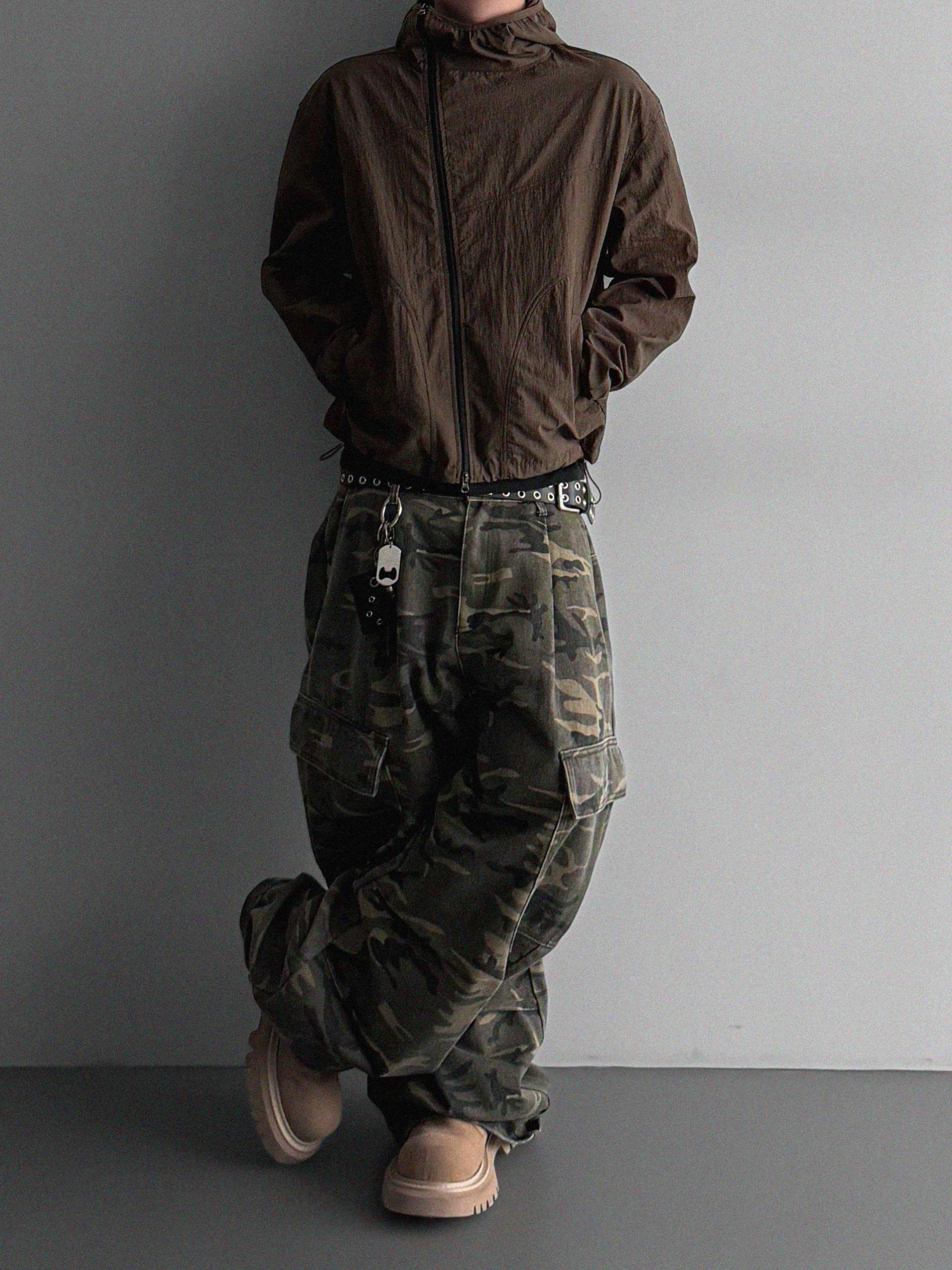 Summer diagonal zipper hood jacket