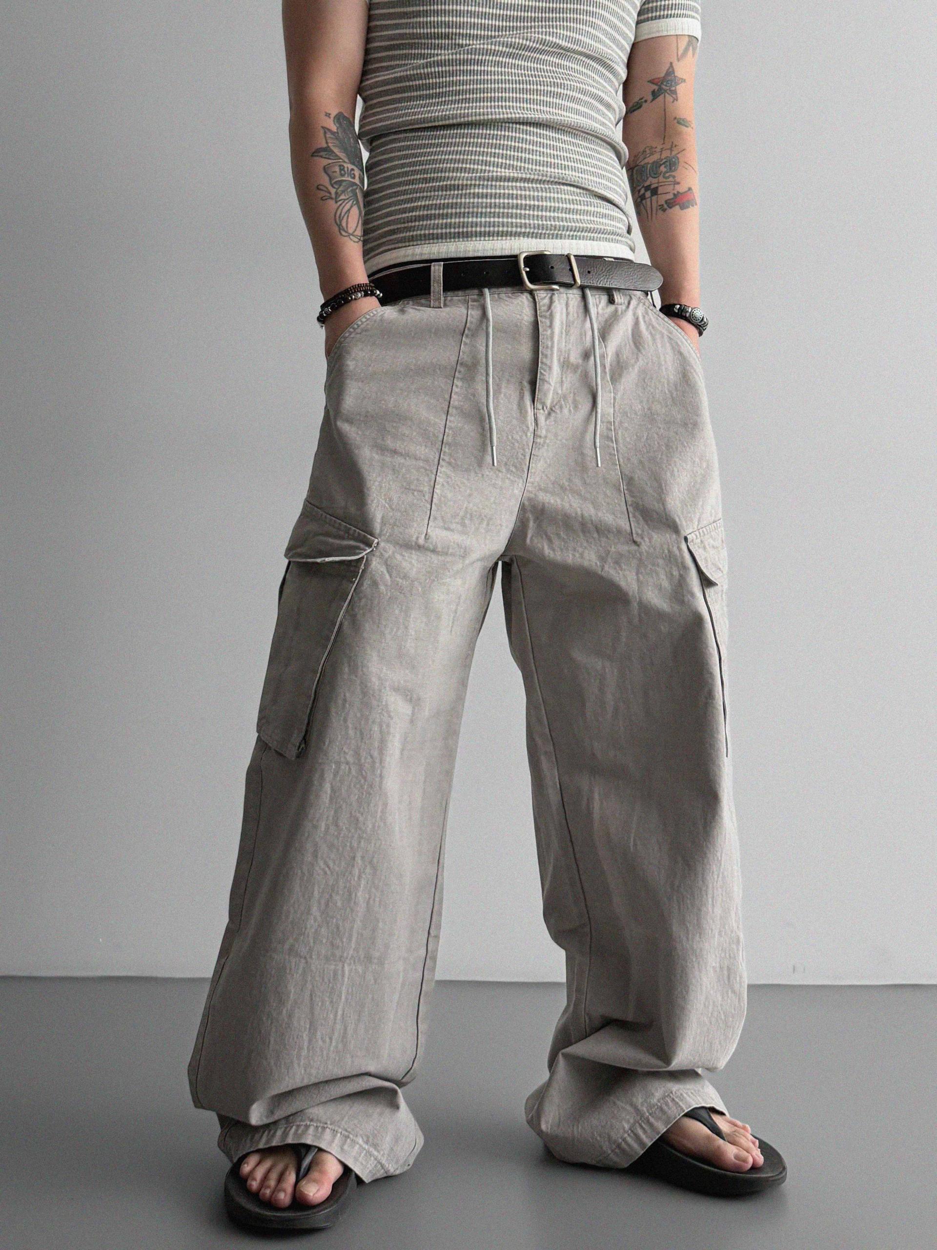 Dyed ripstop cargo curved pants