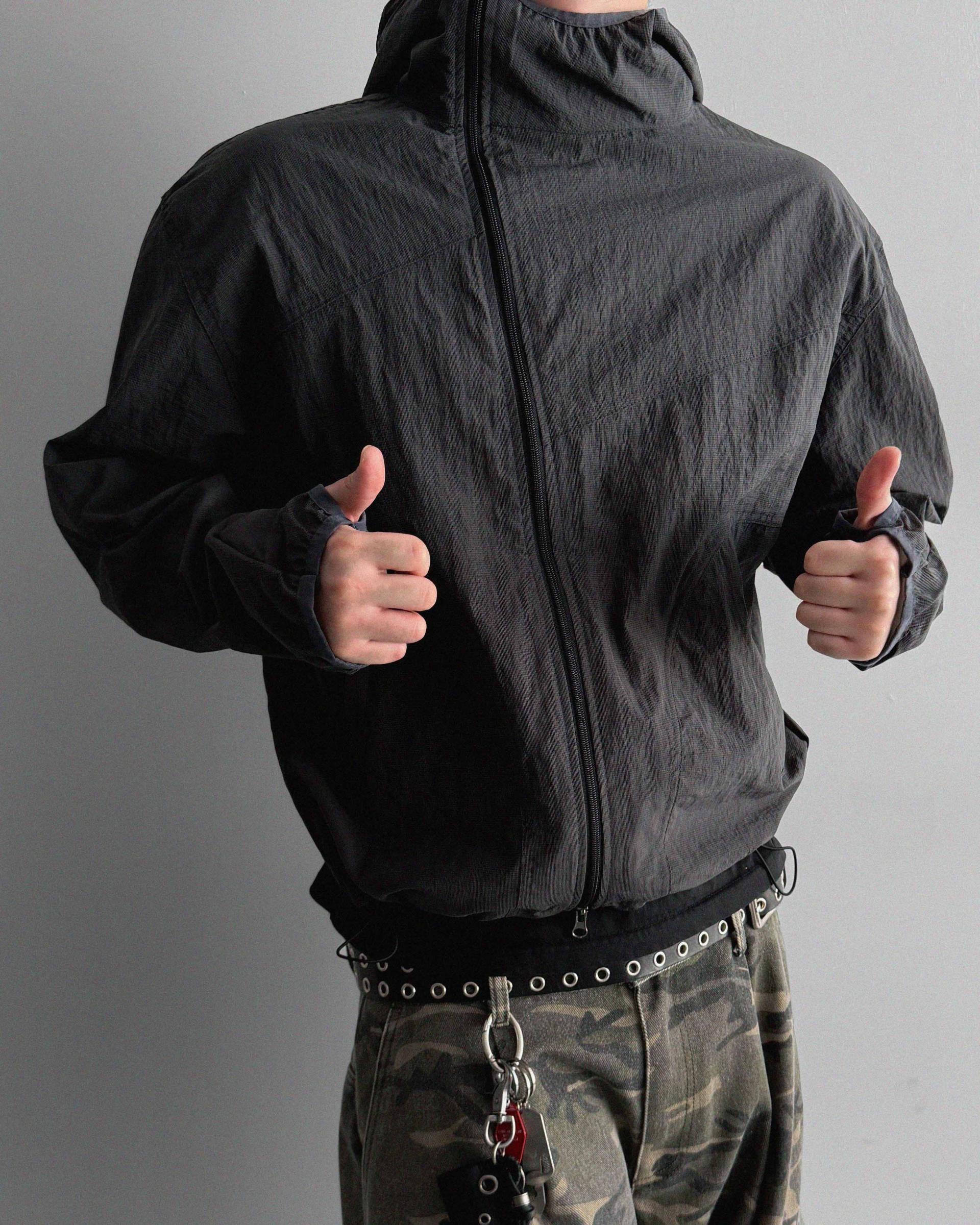 Summer diagonal zipper hood jacket