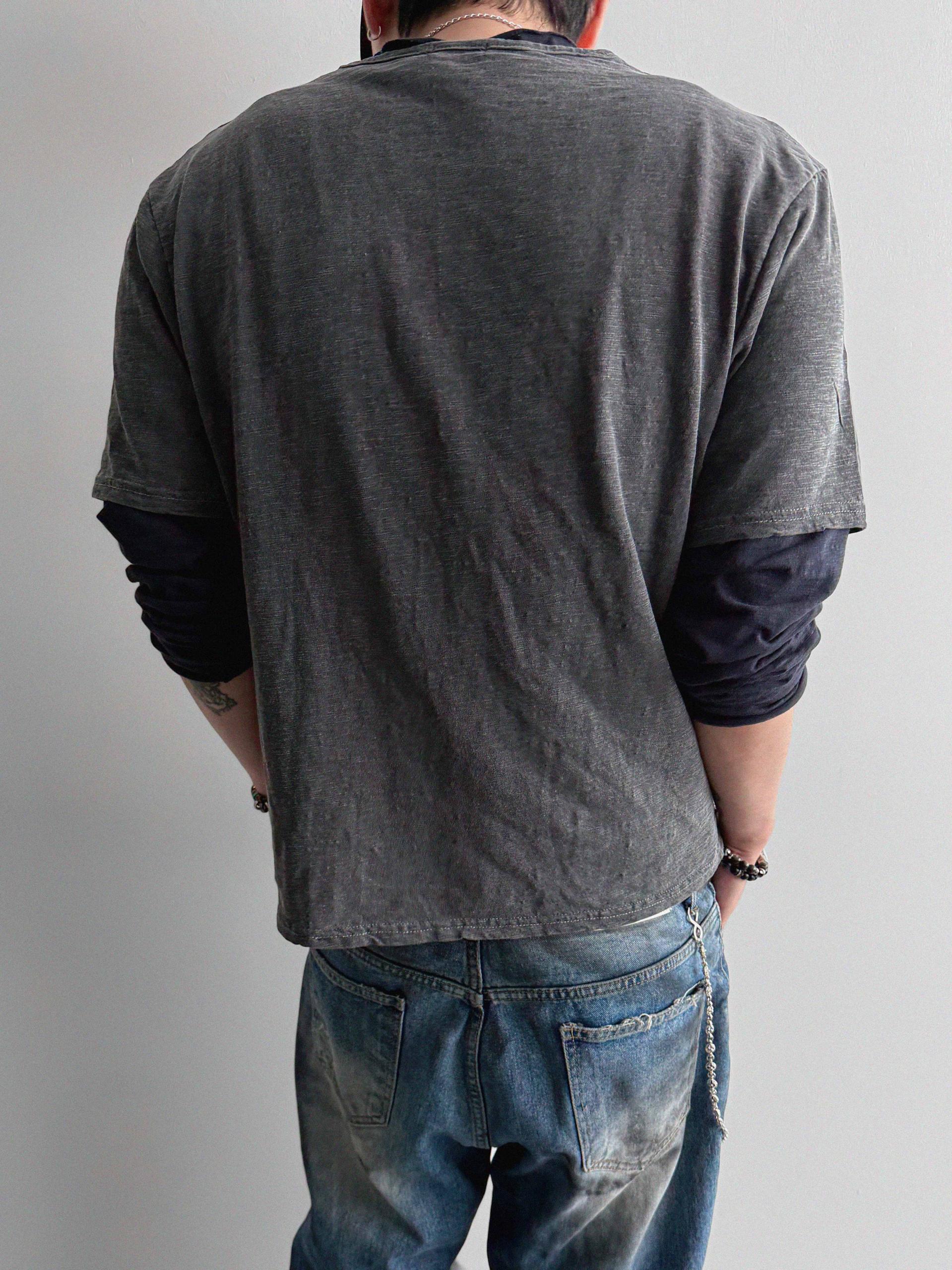 Slub cuting crop long sleeve t