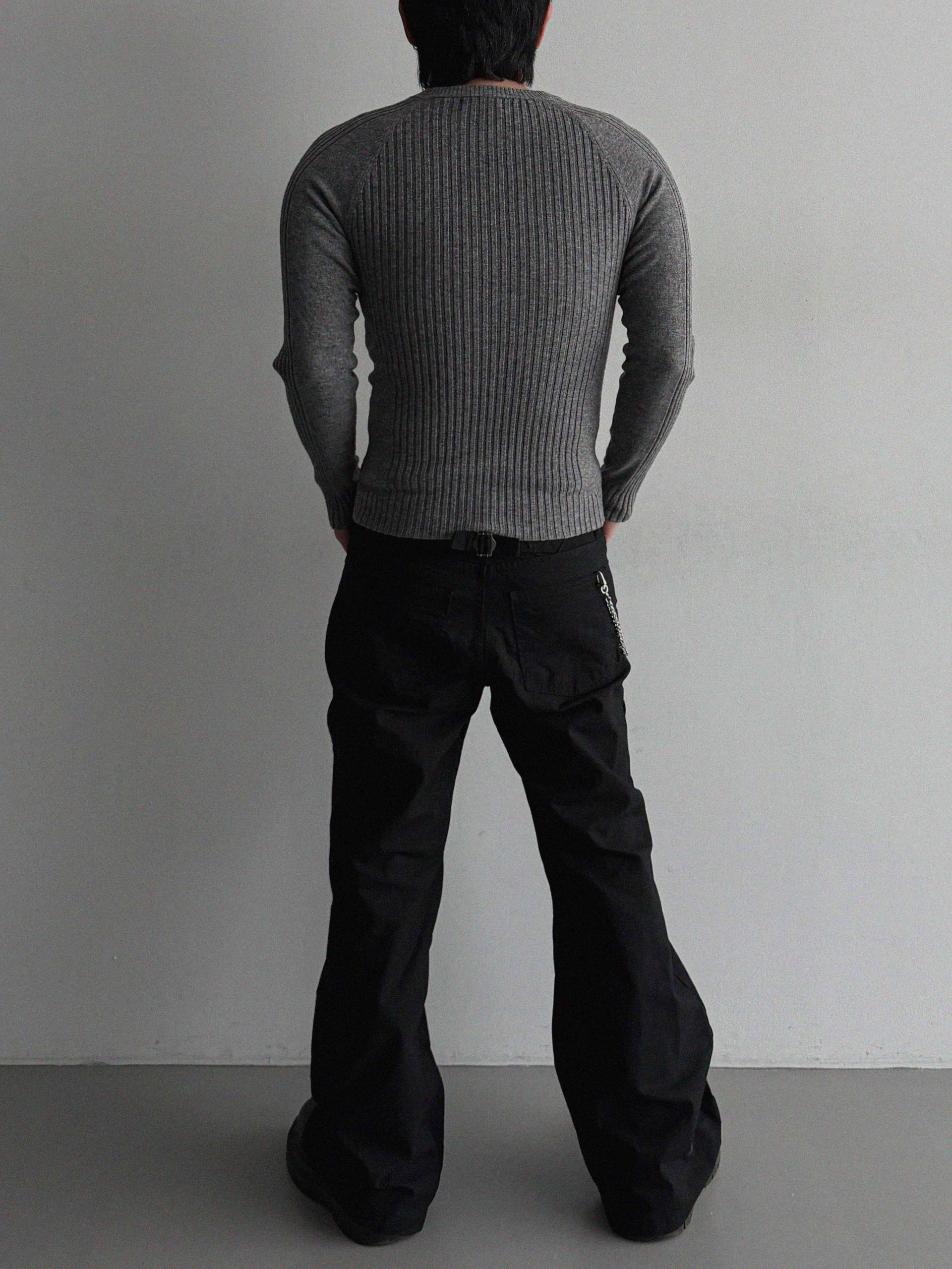 Irregular ribbed raglan muscle knit