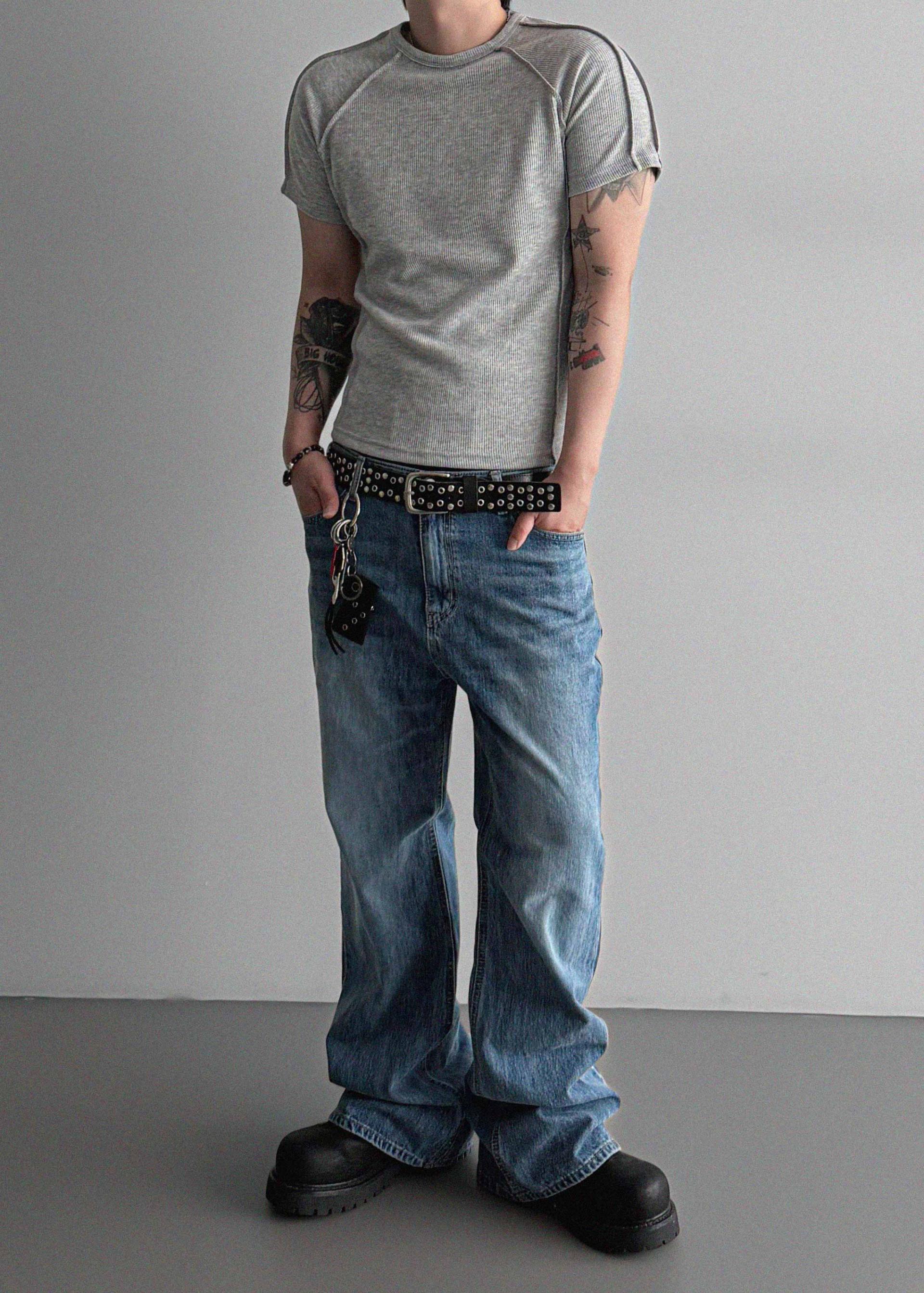 Outside incision ribbed muscle half t