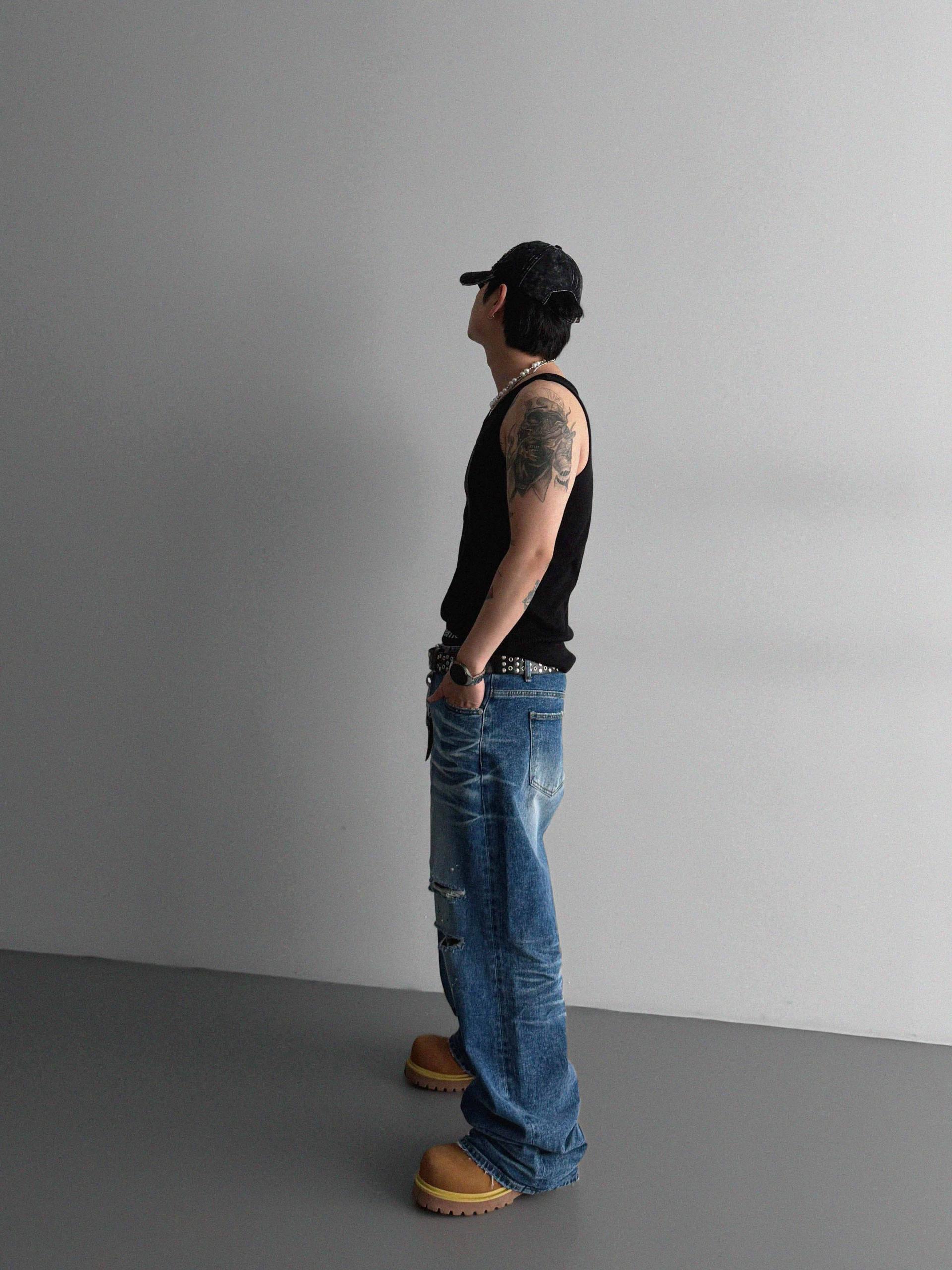 Ver-embo vintage denim pants