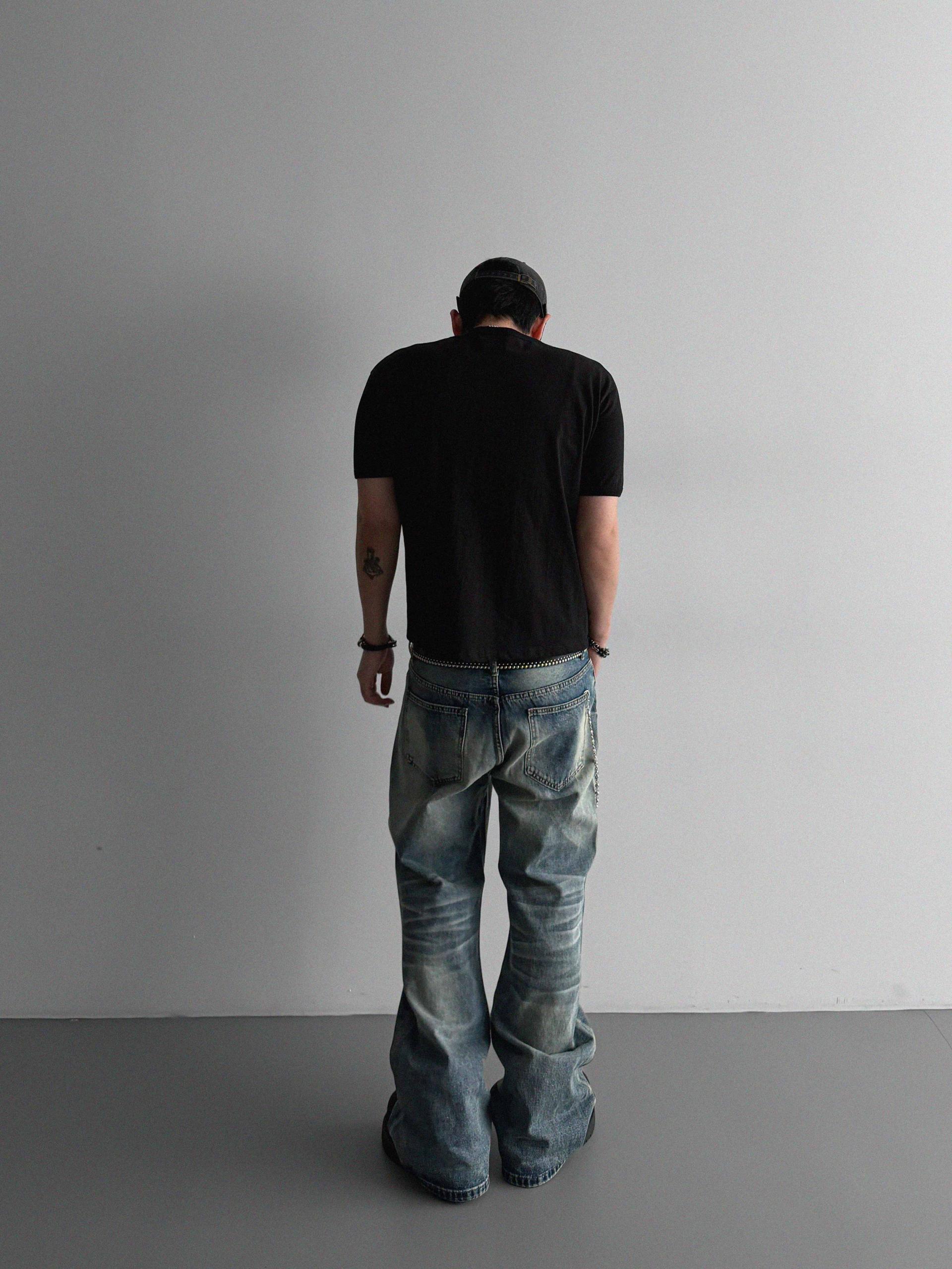 Mobe sand flare denim pants