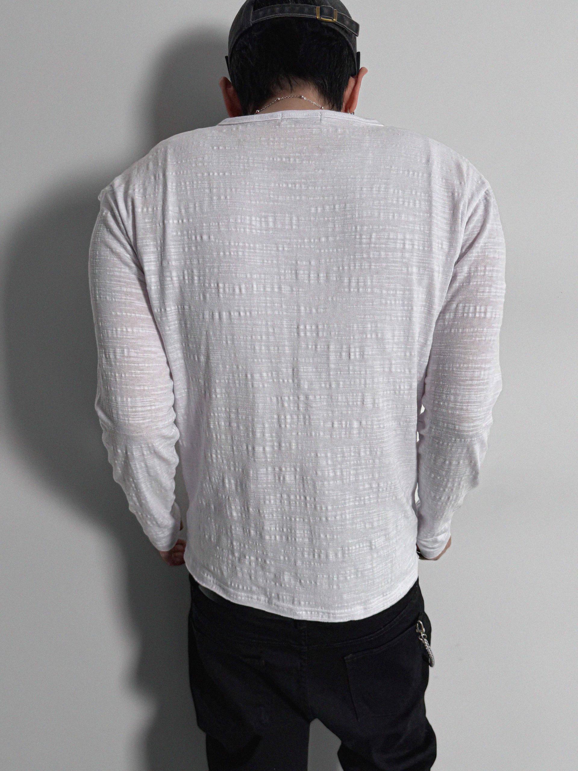 Button slub henley neck slim t