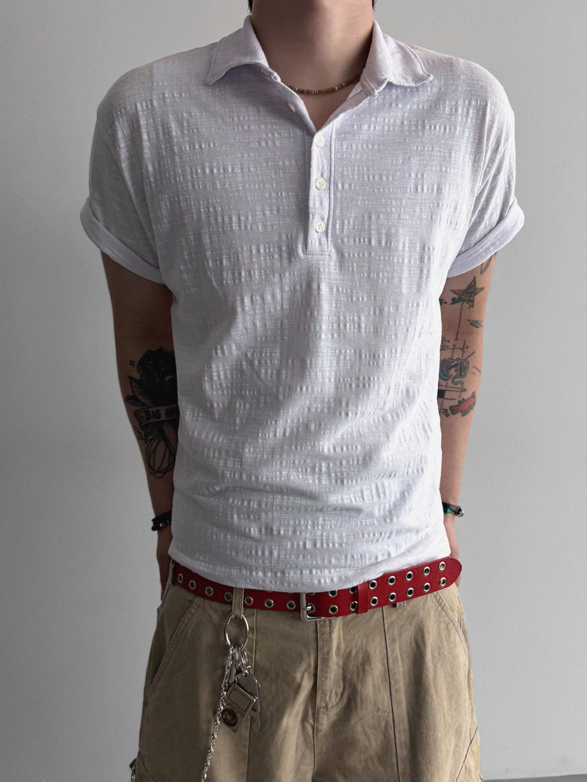 Slub collar half t
