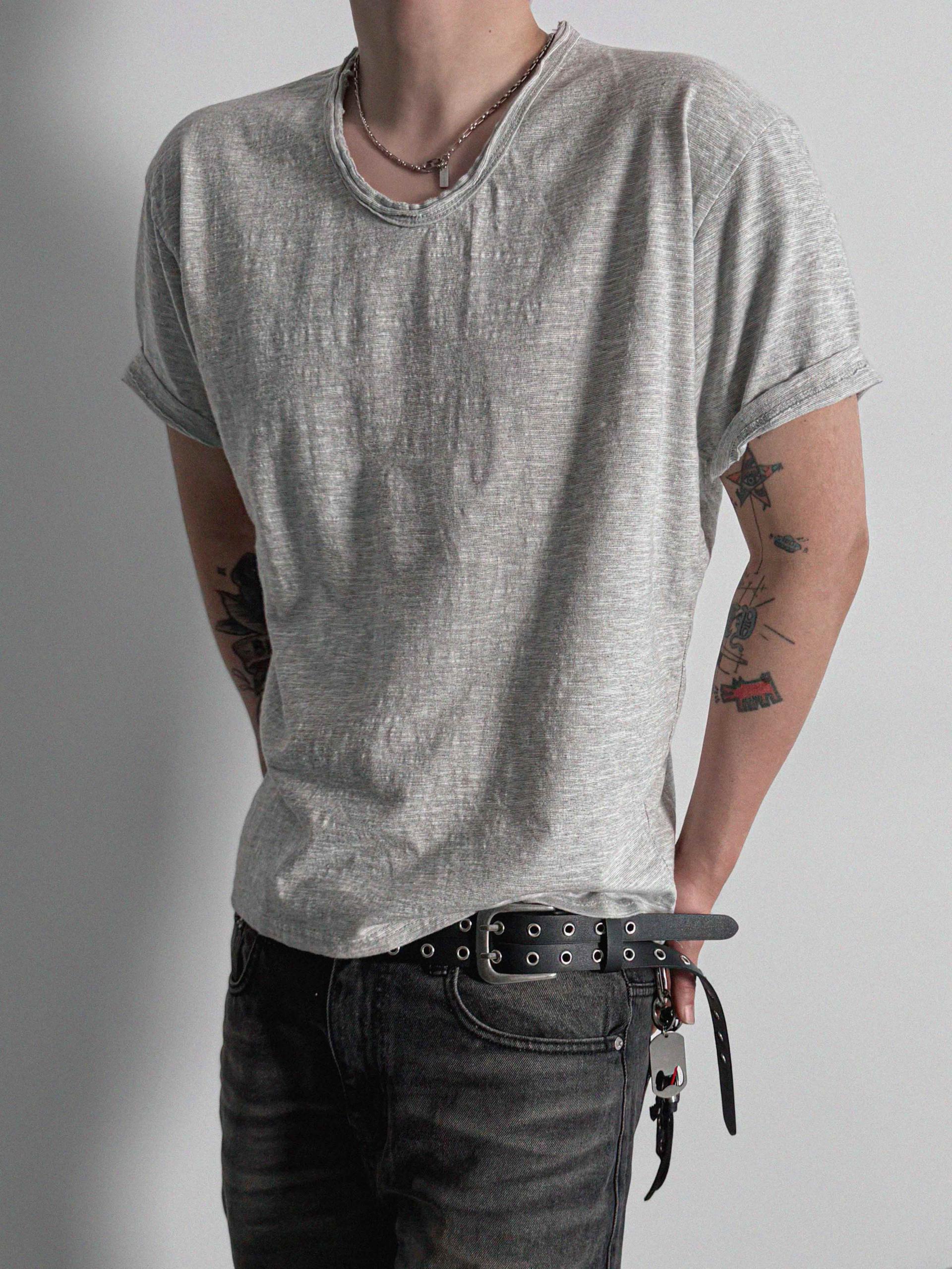 Slab cut u-neck half t