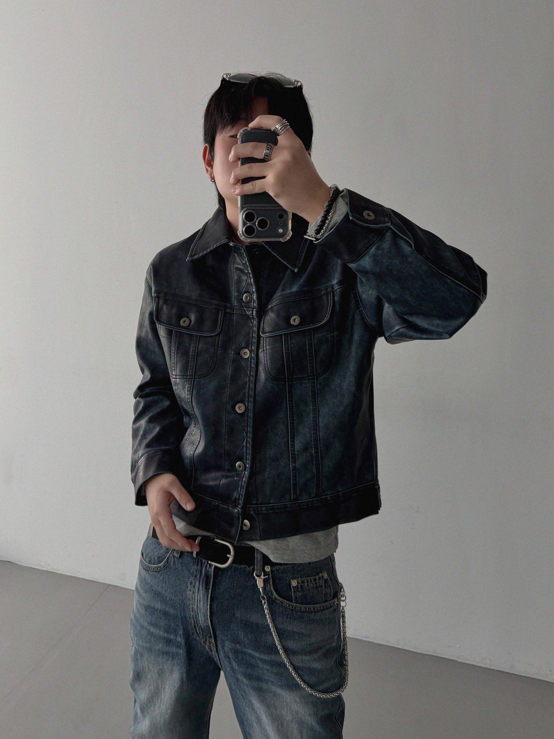 Deep brush flare denim pants