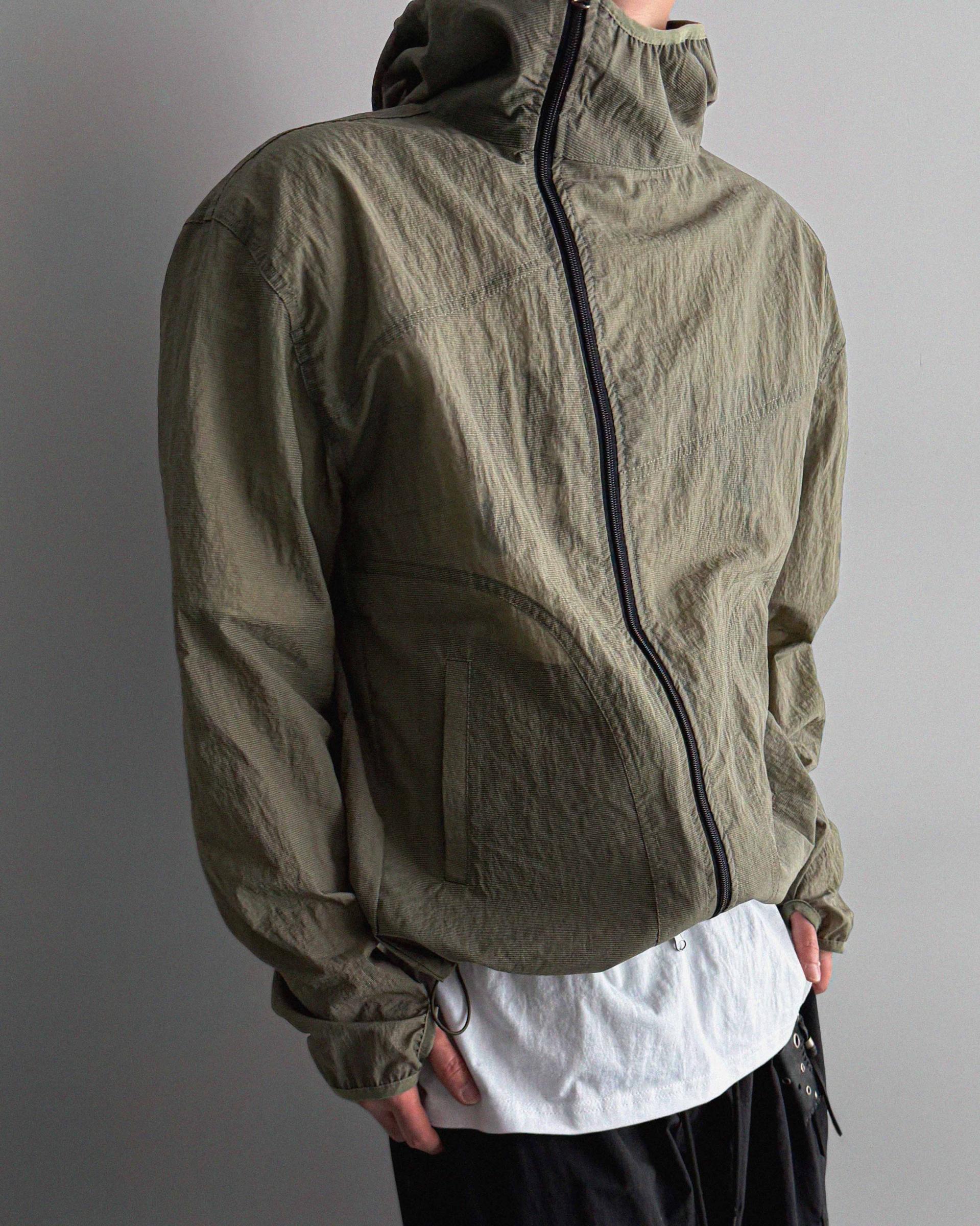 Summer diagonal zipper hood jacket
