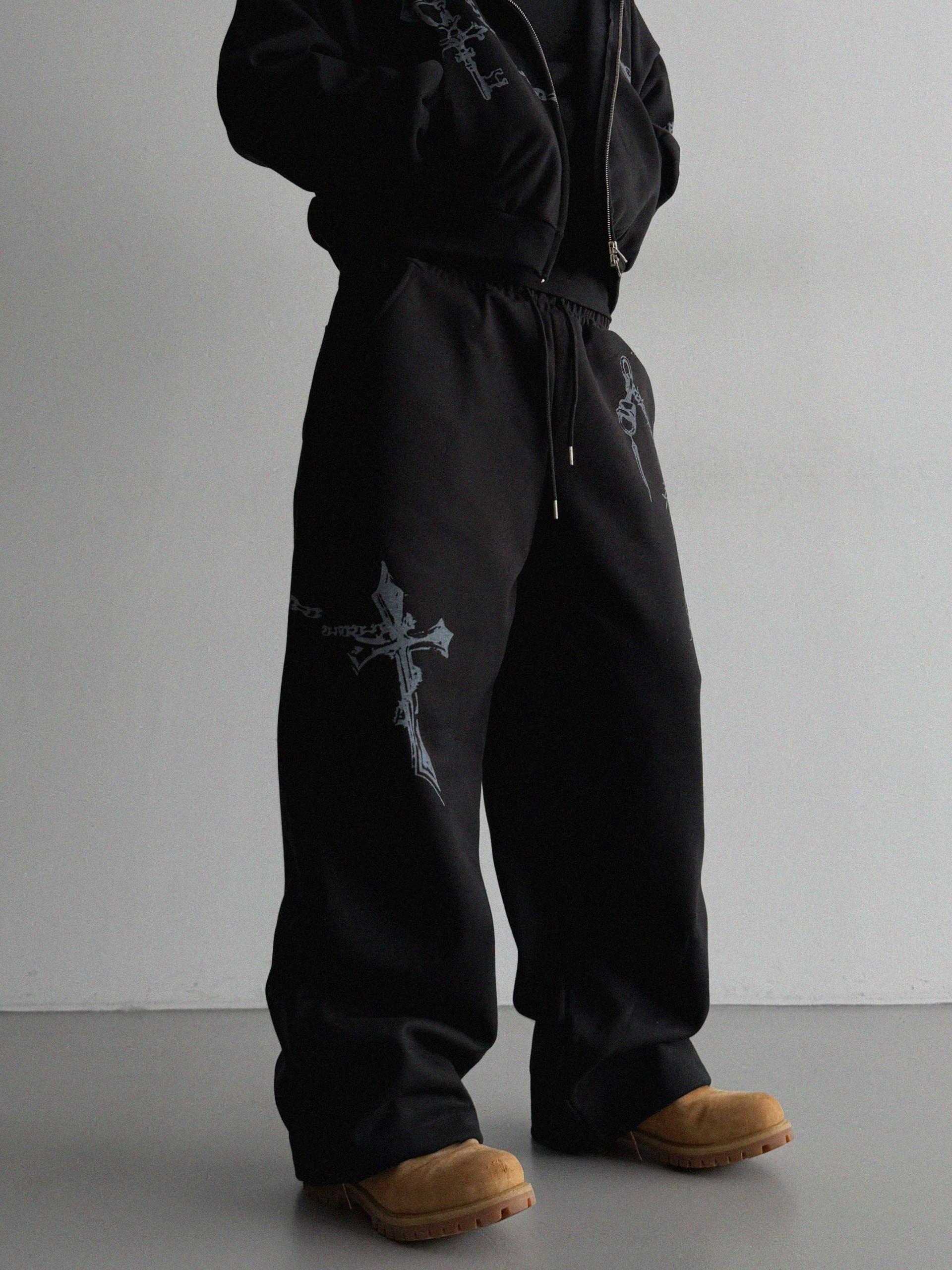 Keyring printed wide sweat pants