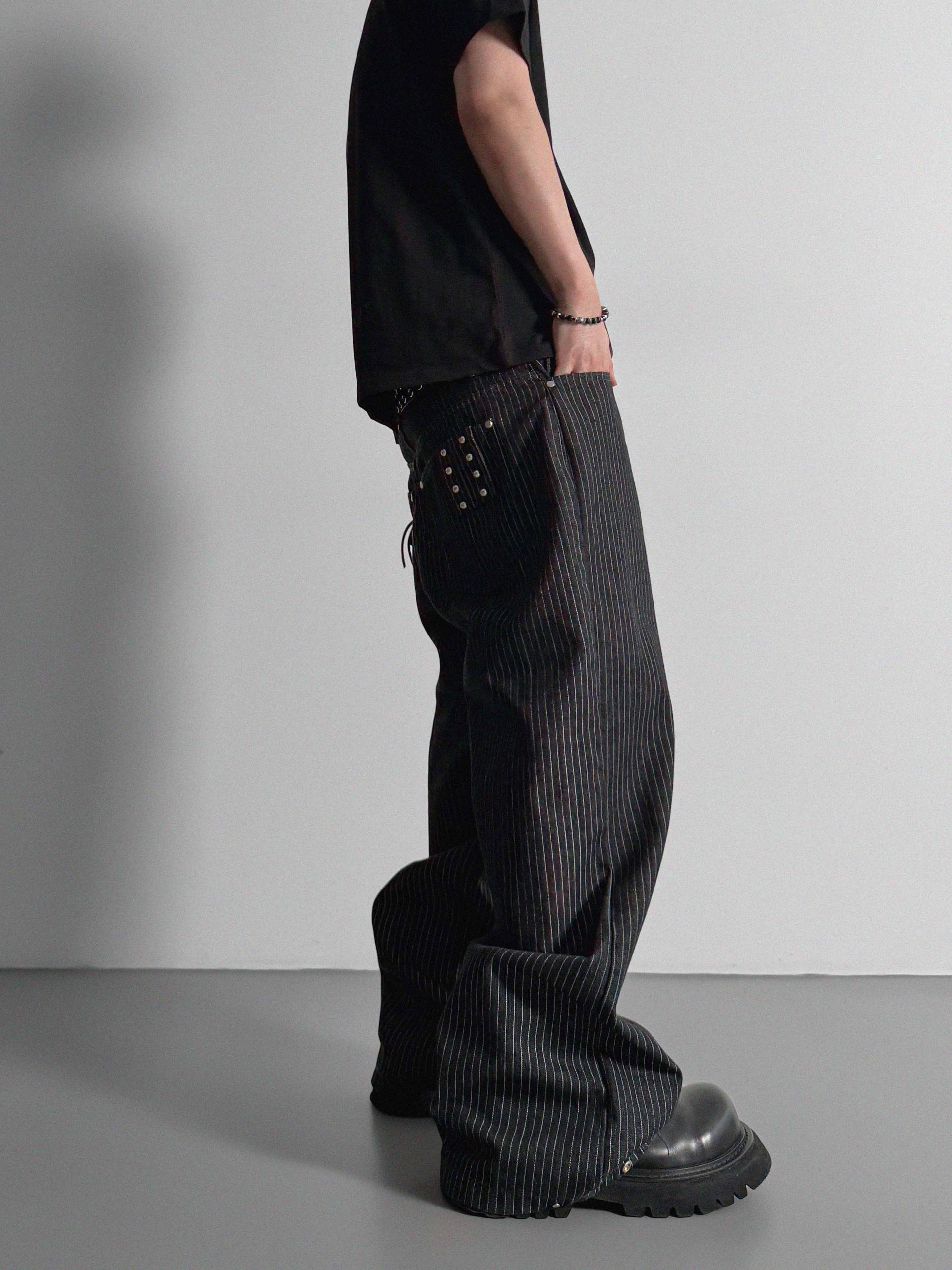 Stripe rivet non-faded pants
