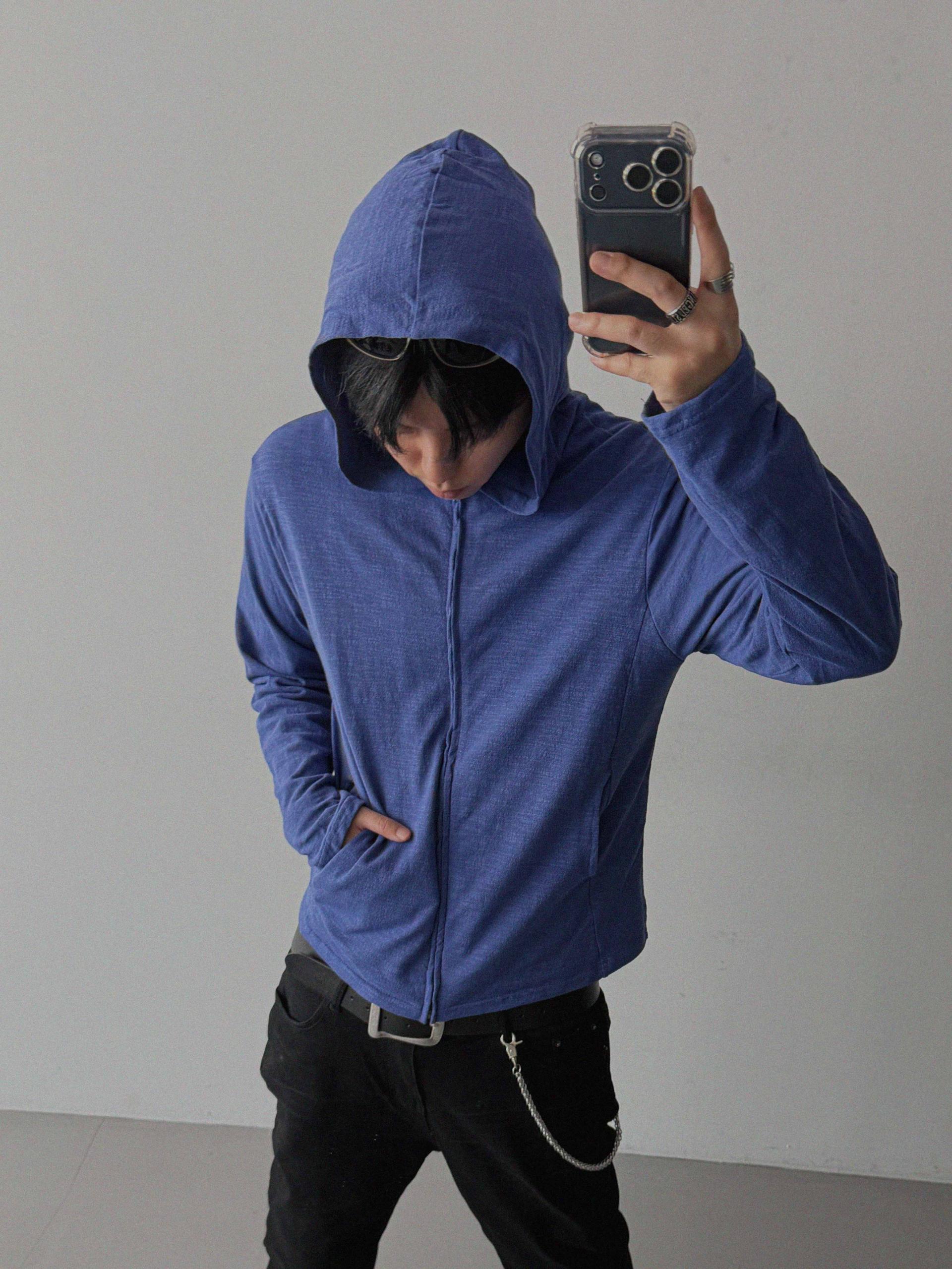 Heize crop hood zip-up