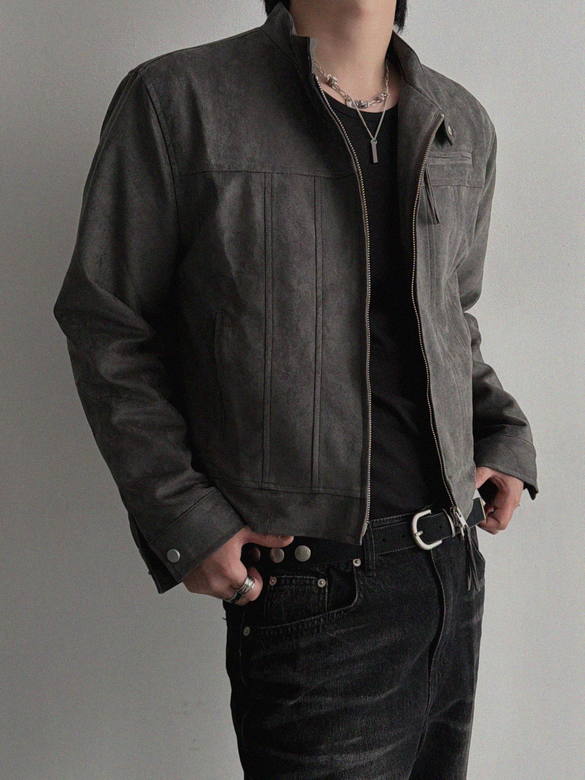 Lemans biker suede crop jacket