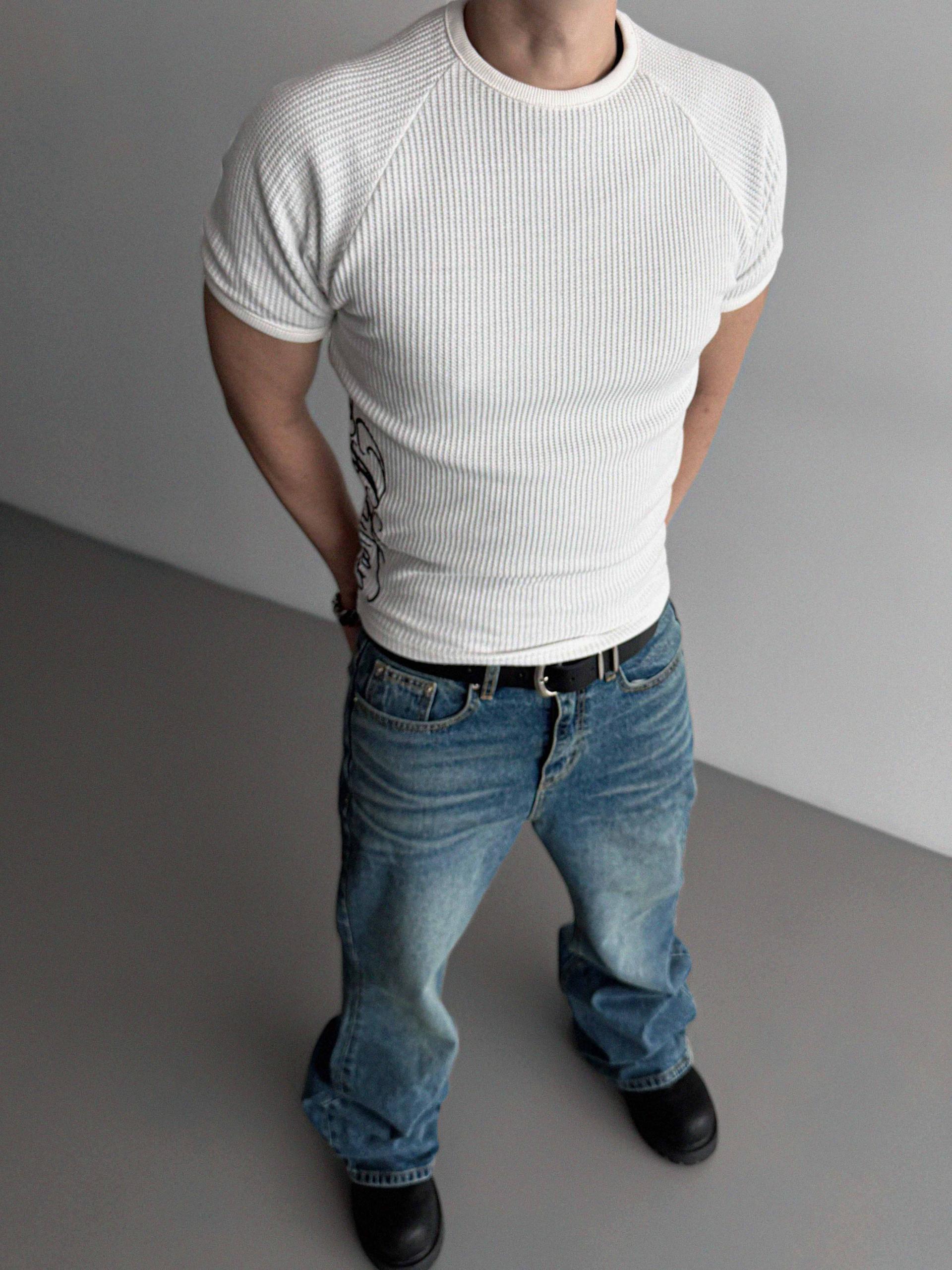 Chicano waffle muscle half t
