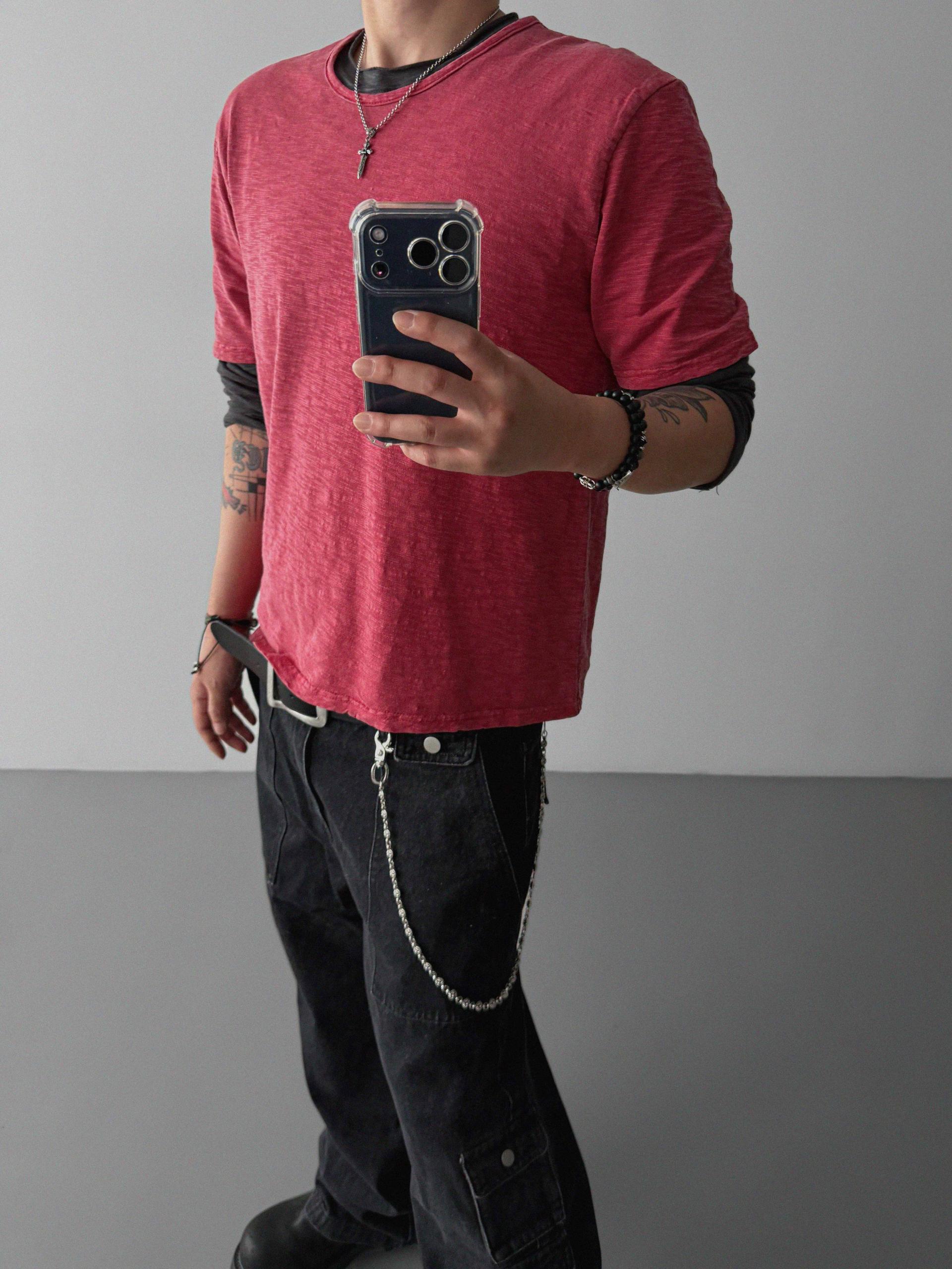 Slub pigment crop half t