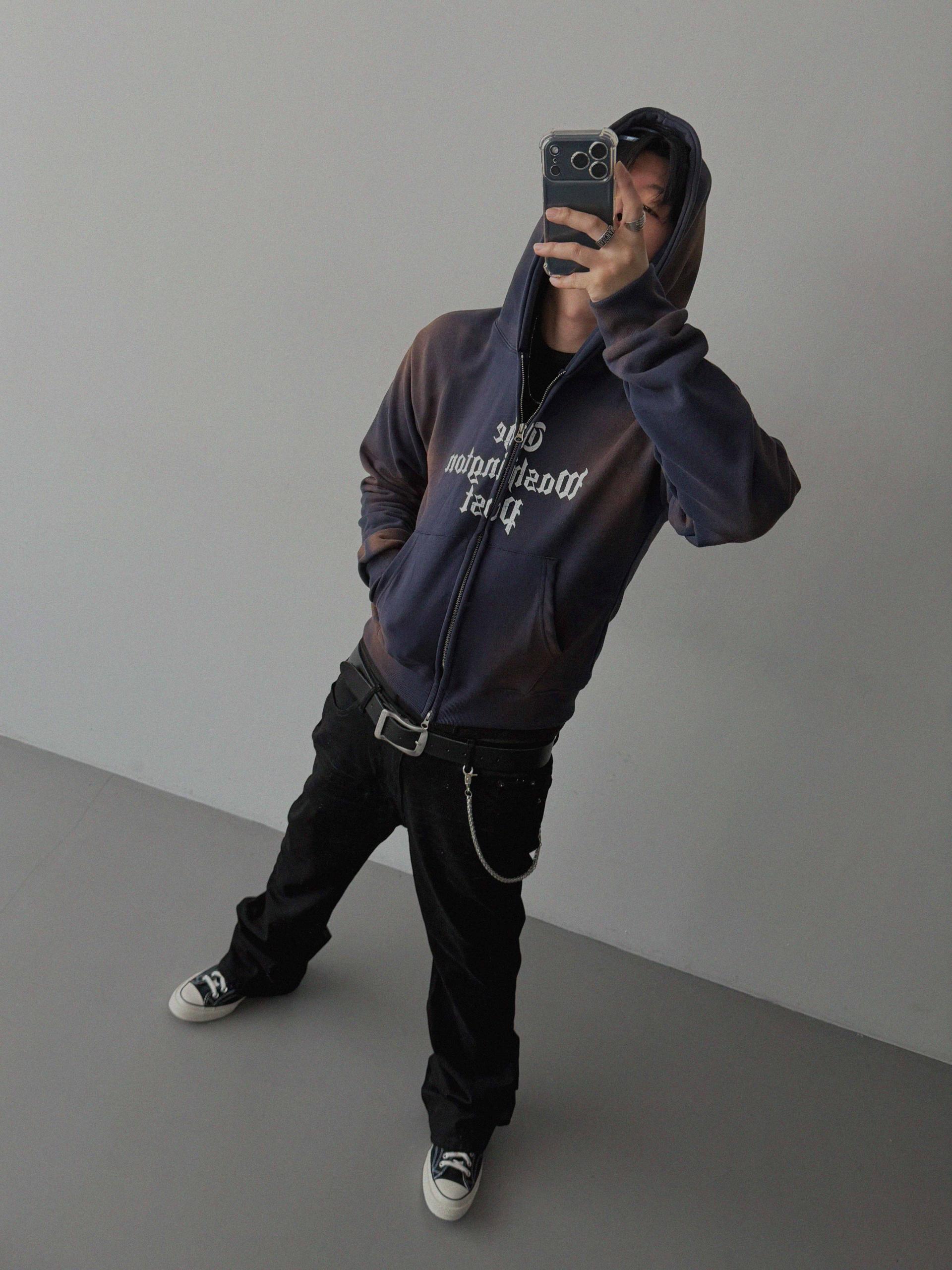 Washington crop hoodie zip-up