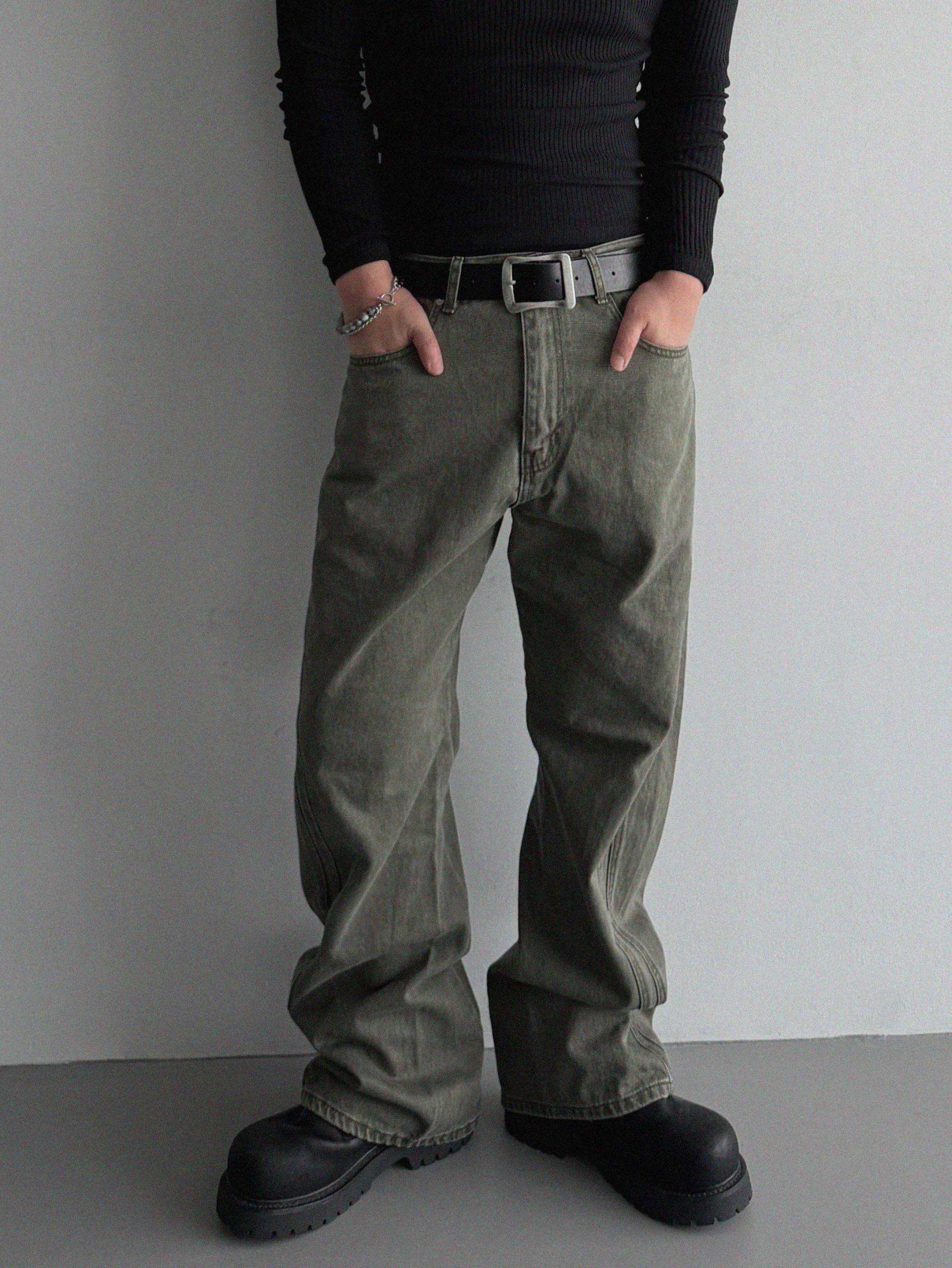 FW Double pocket curved flare pants