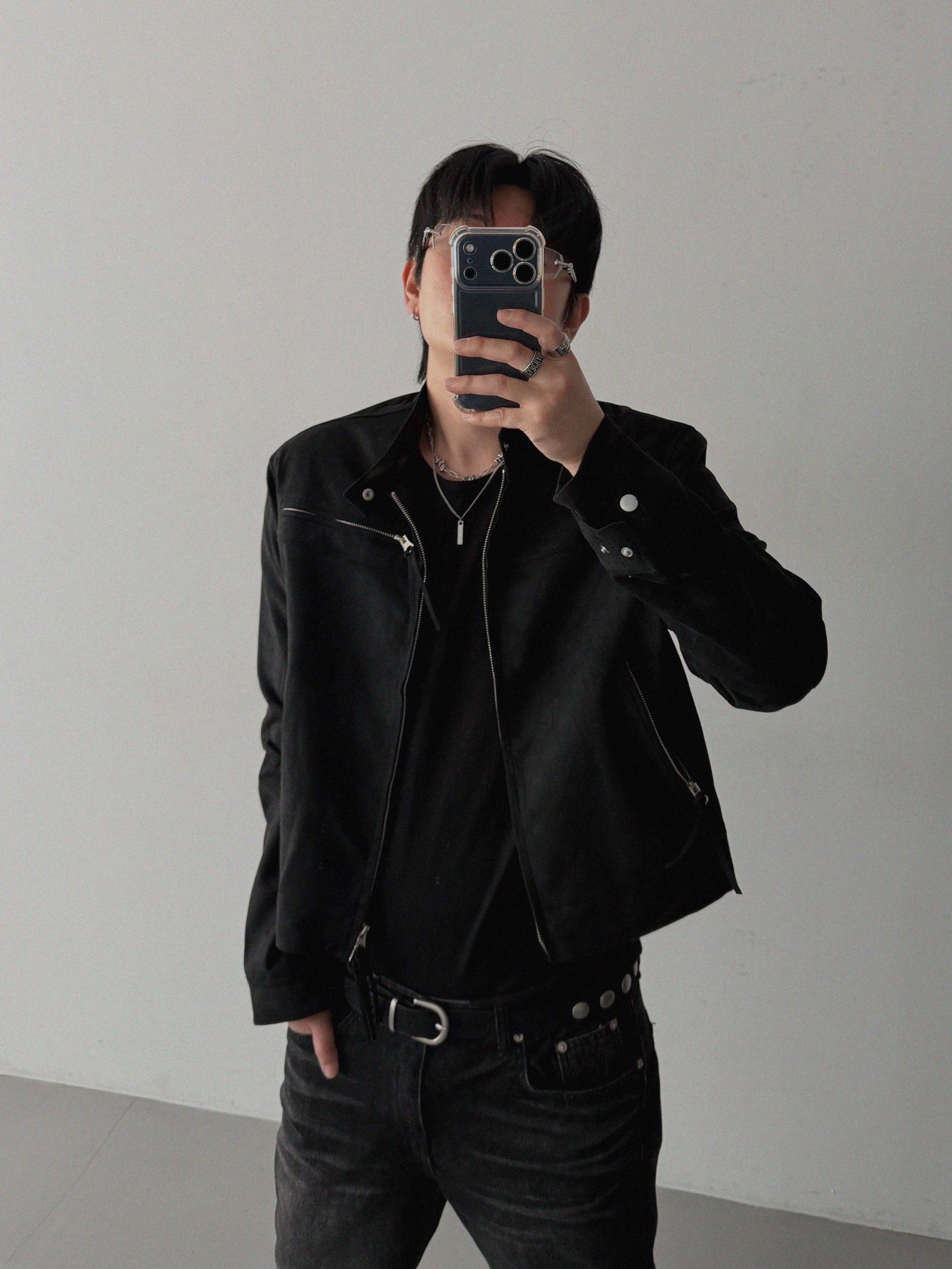 Biker suede crop jacket