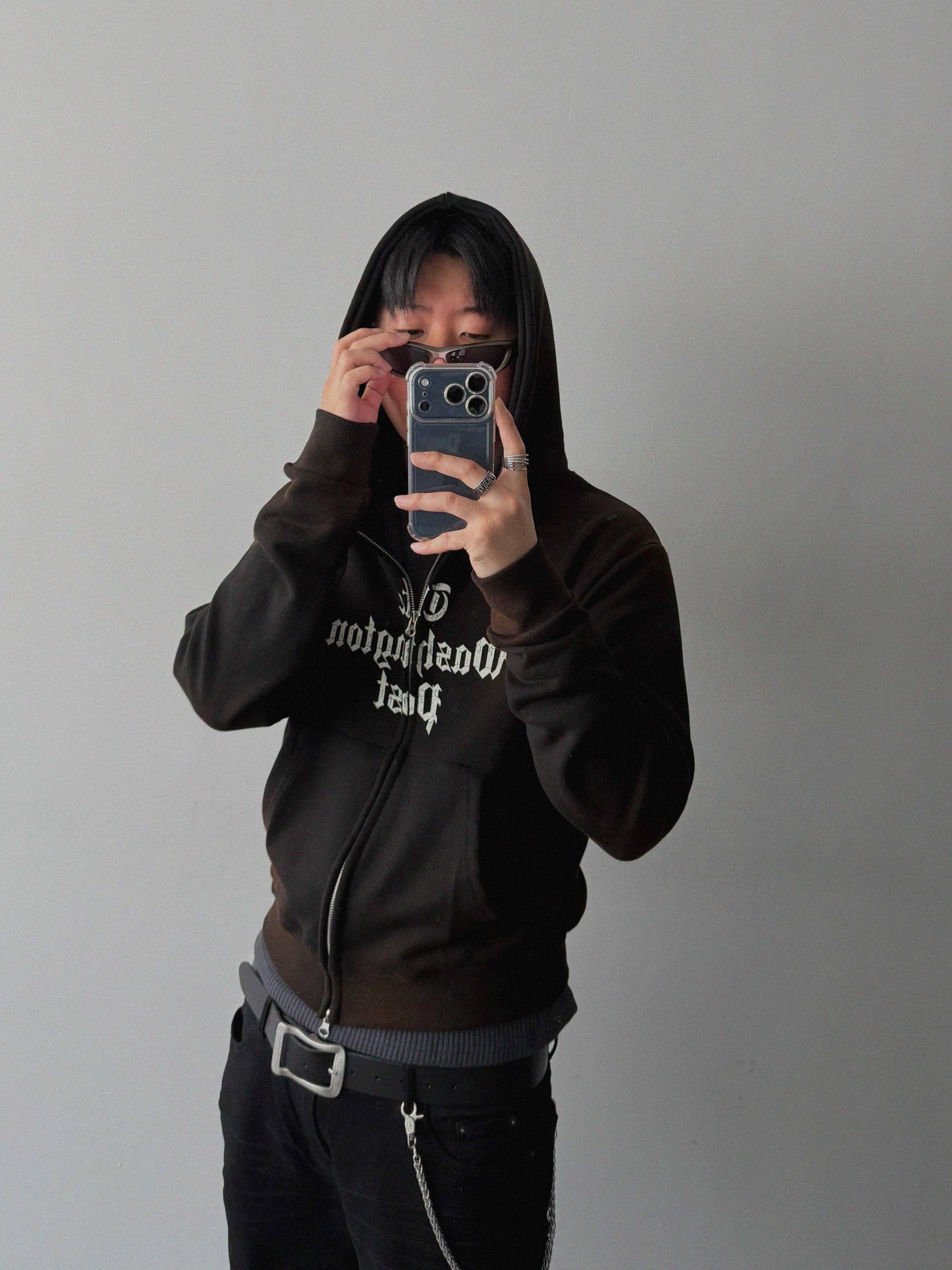 Washington crop hoodie zip-up