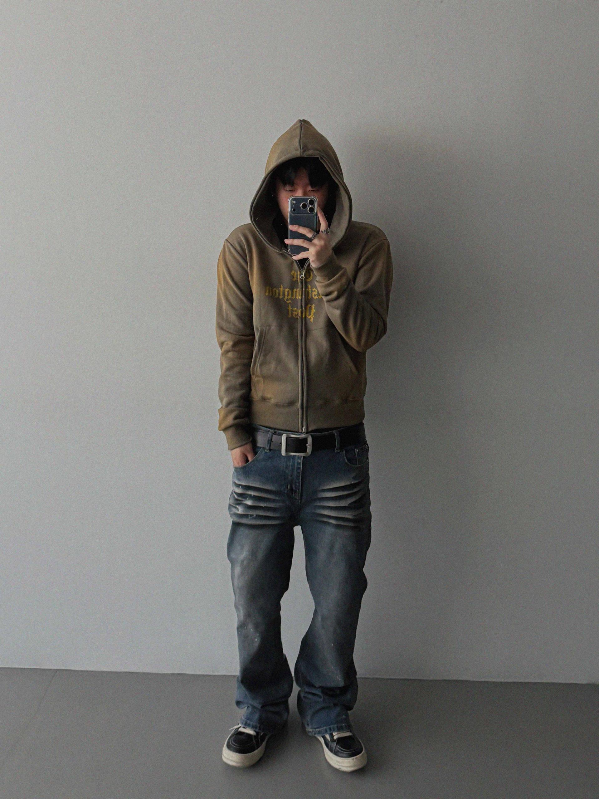 Washington crop hoodie zip-up