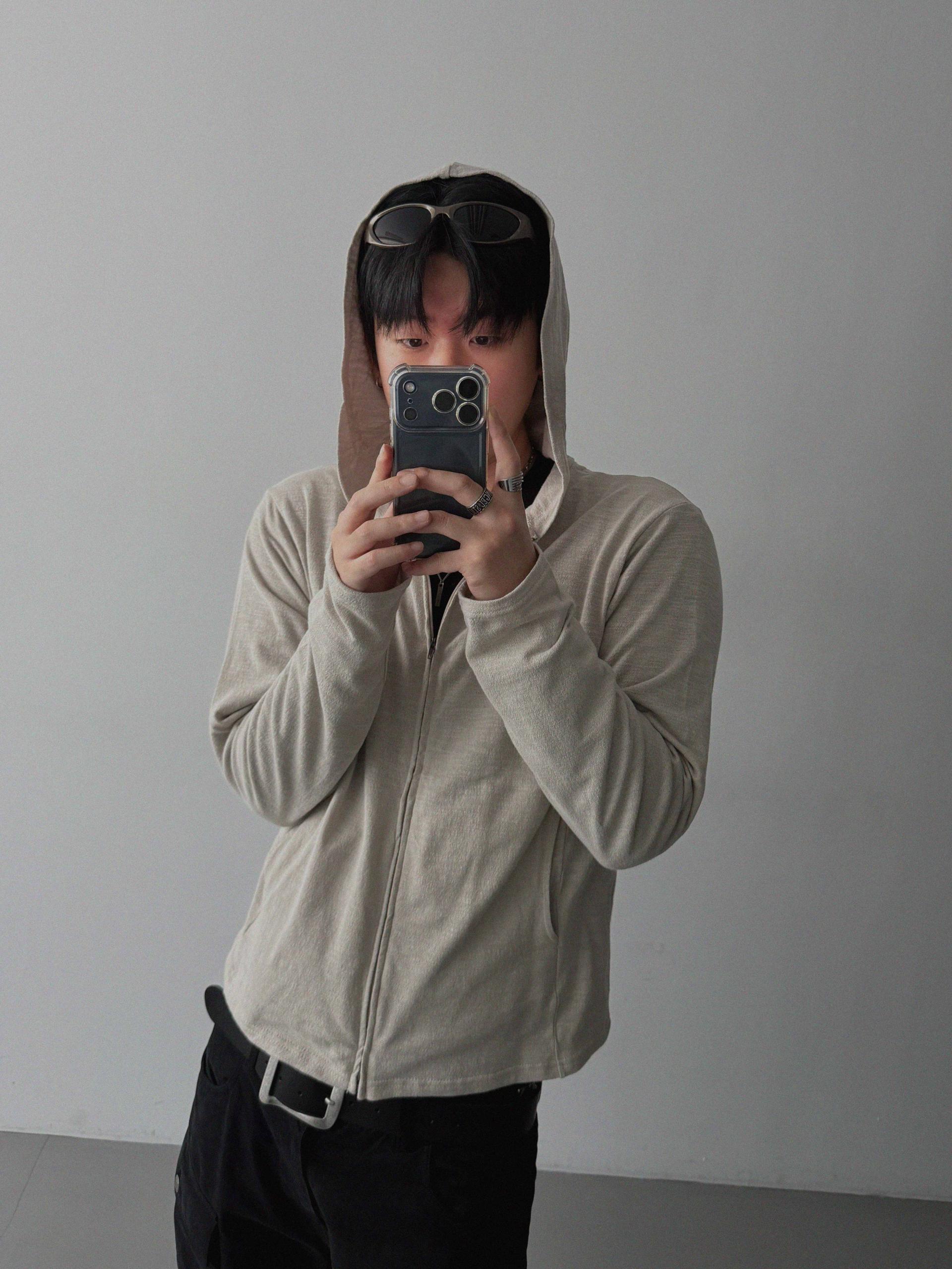Heize crop hood zip-up