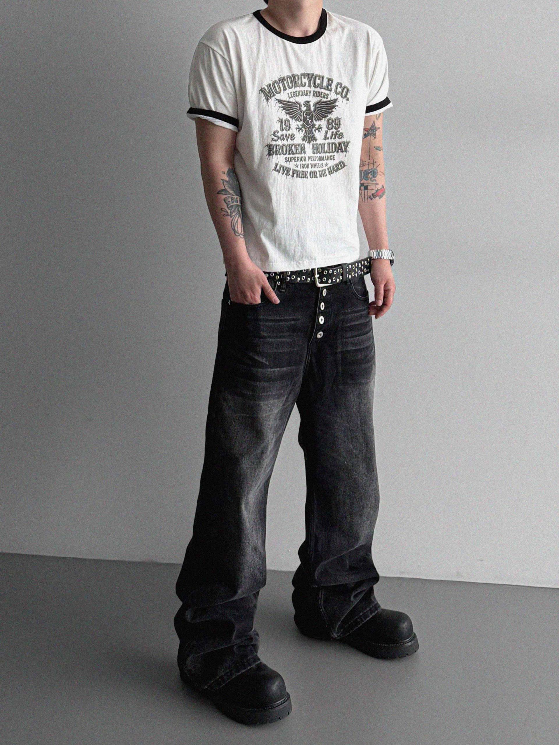 Moto ringer crop half t
