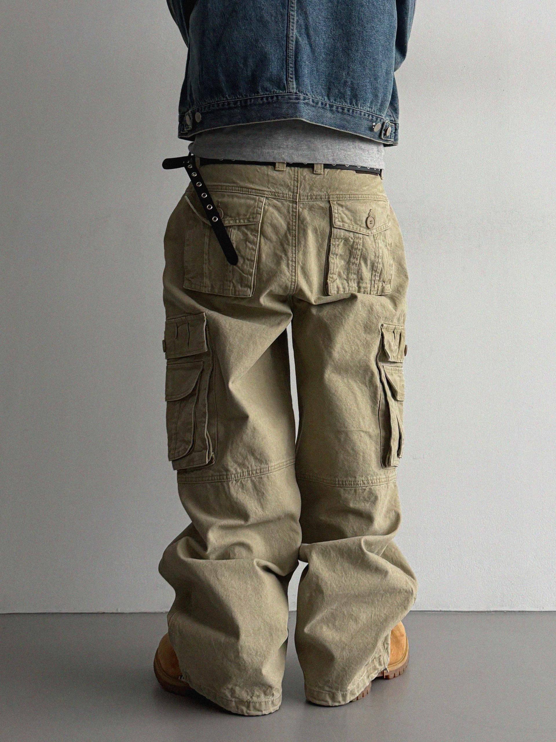 Ampty dyeing wide cargo pants
