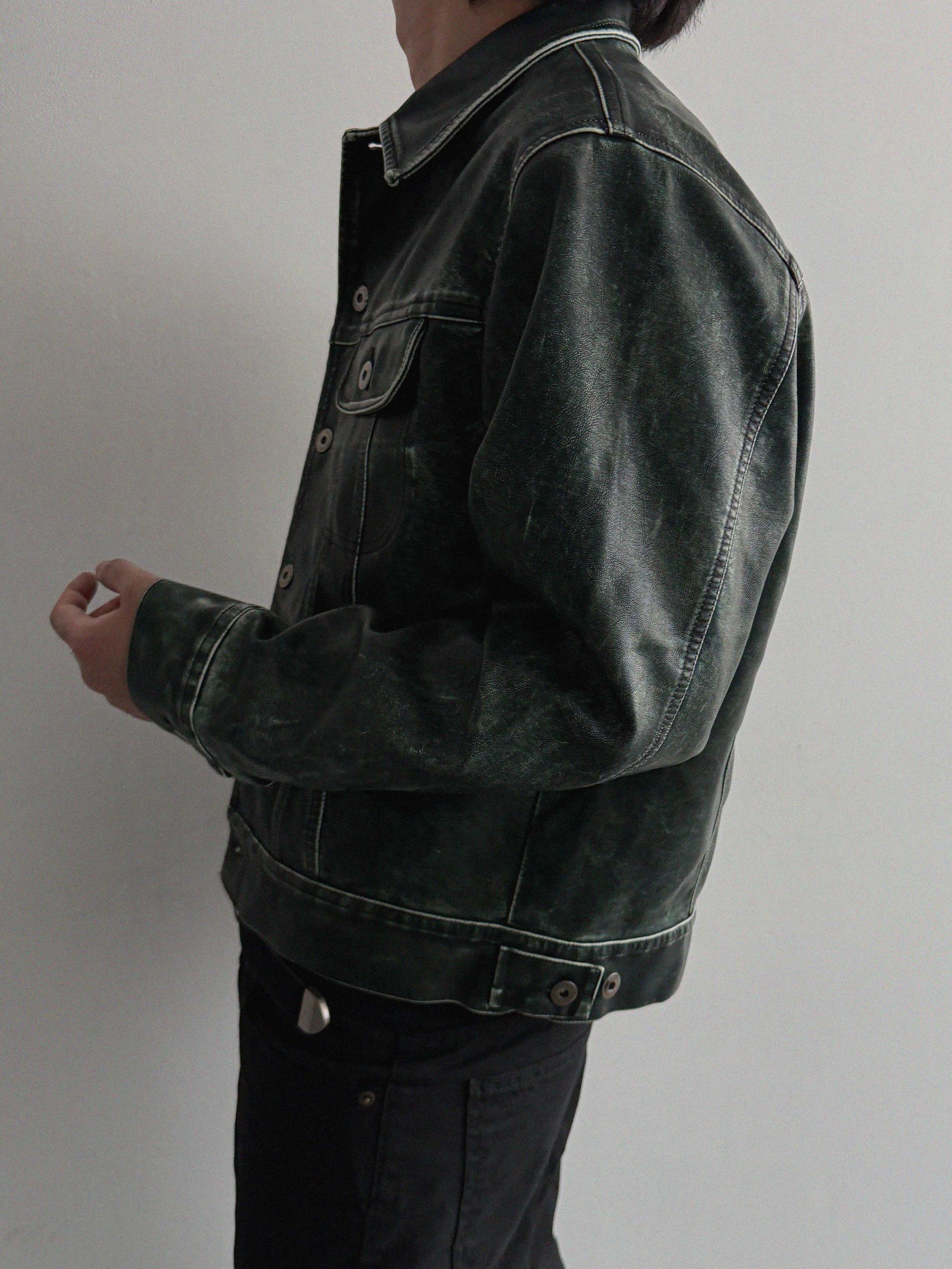 Rex leather trucker crop jacket