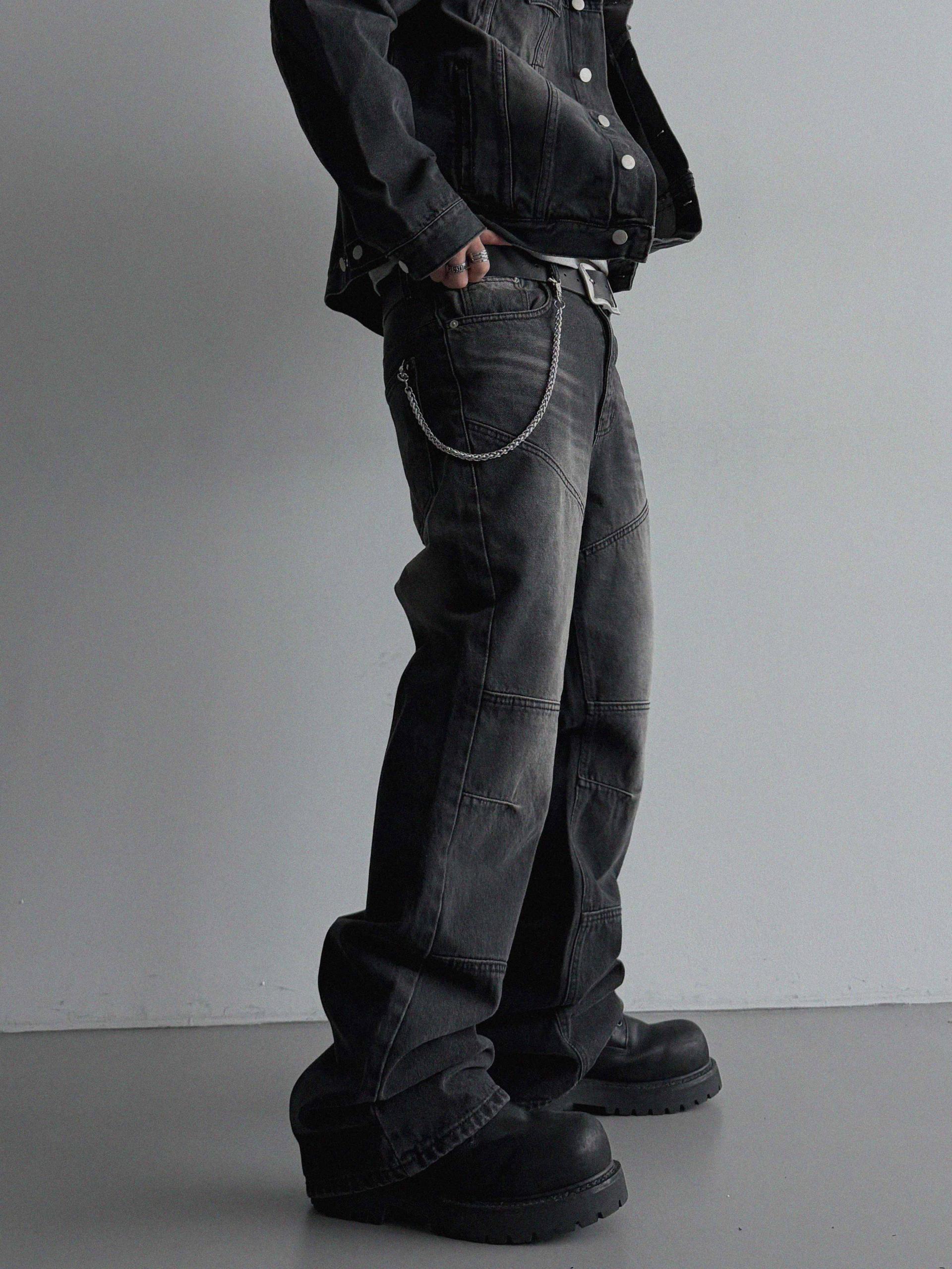 Mabel panel biker flare denim pants