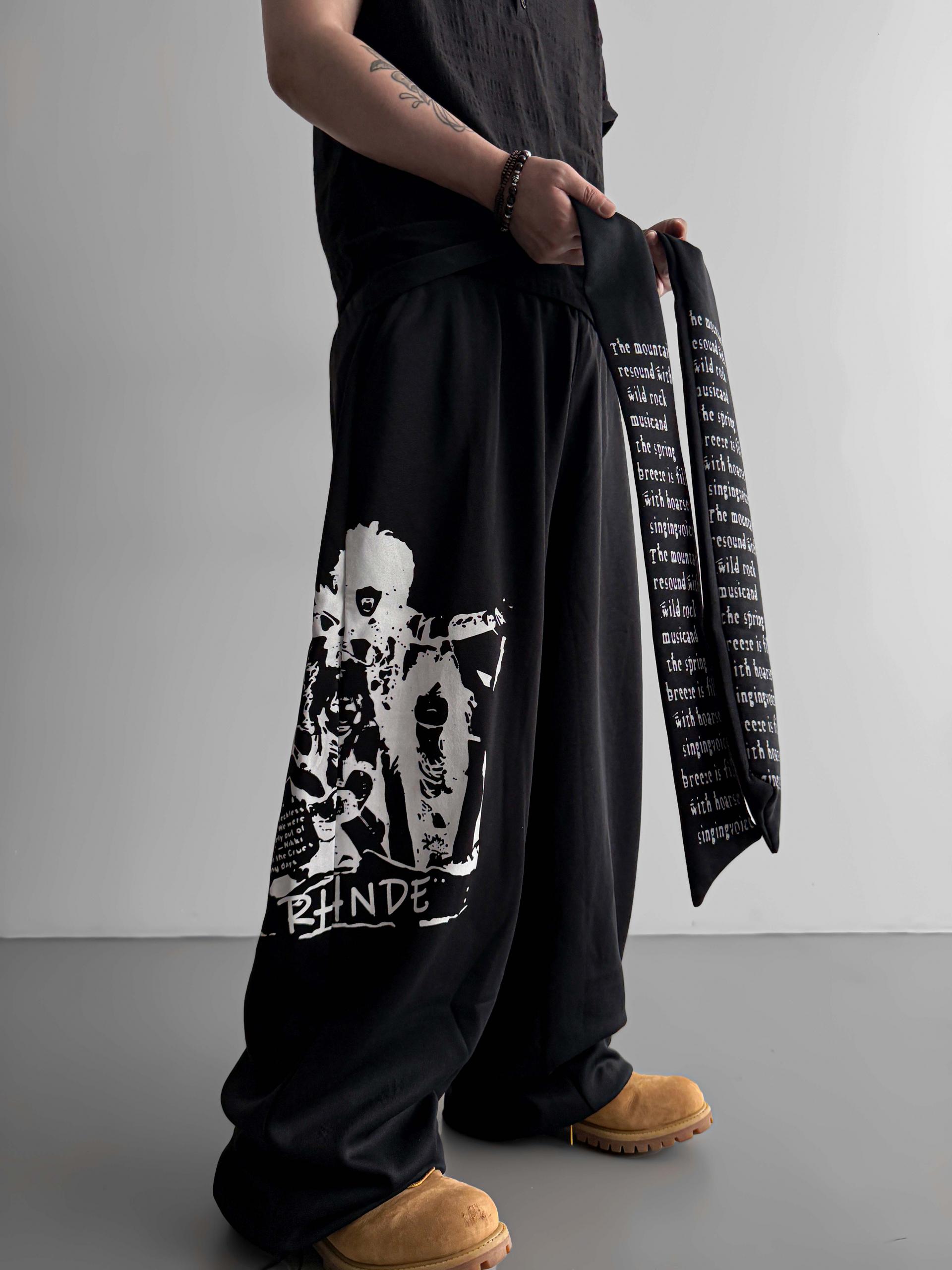 Lettering graphic strap sweat pants