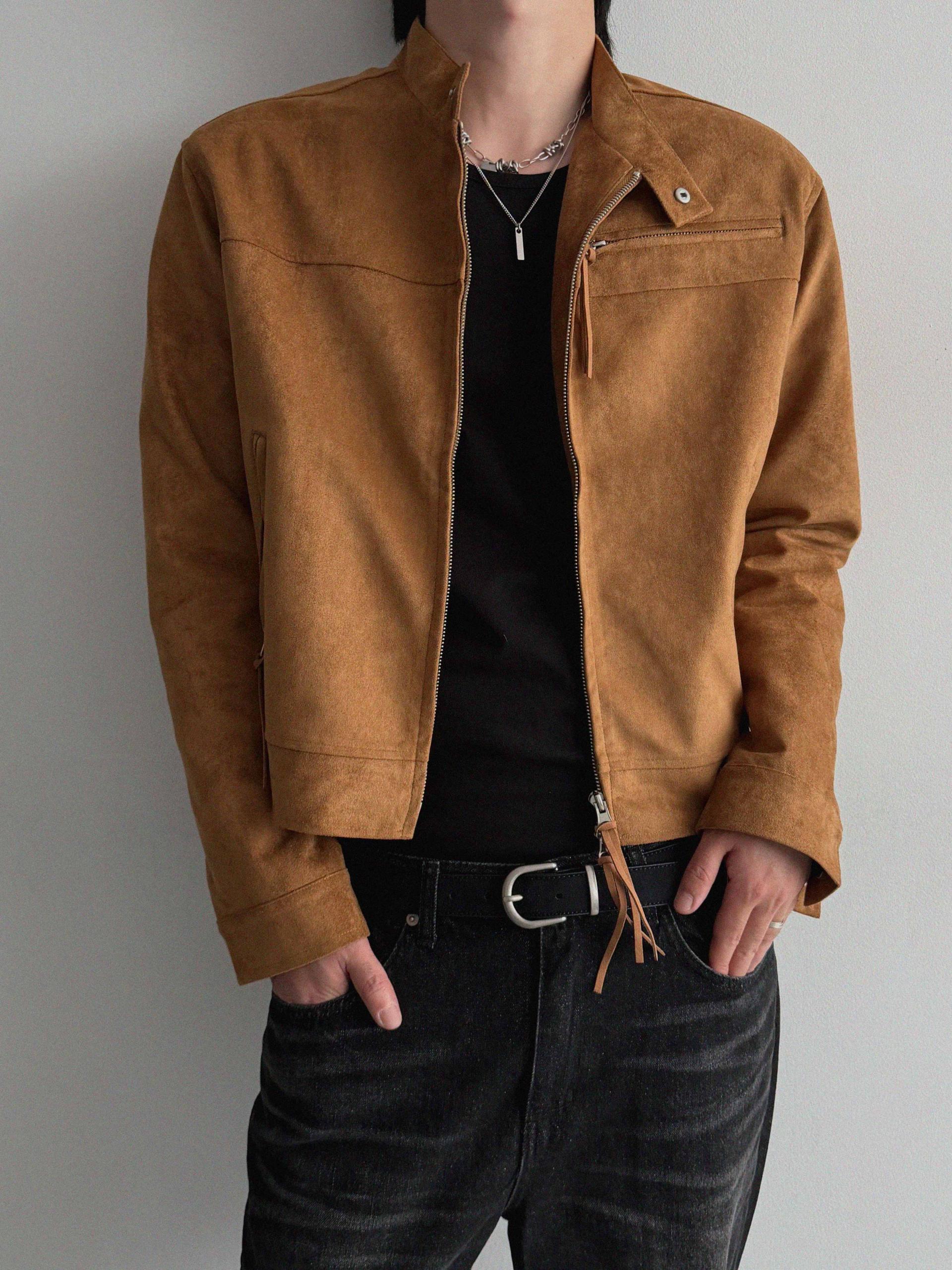 Biker suede crop jacket