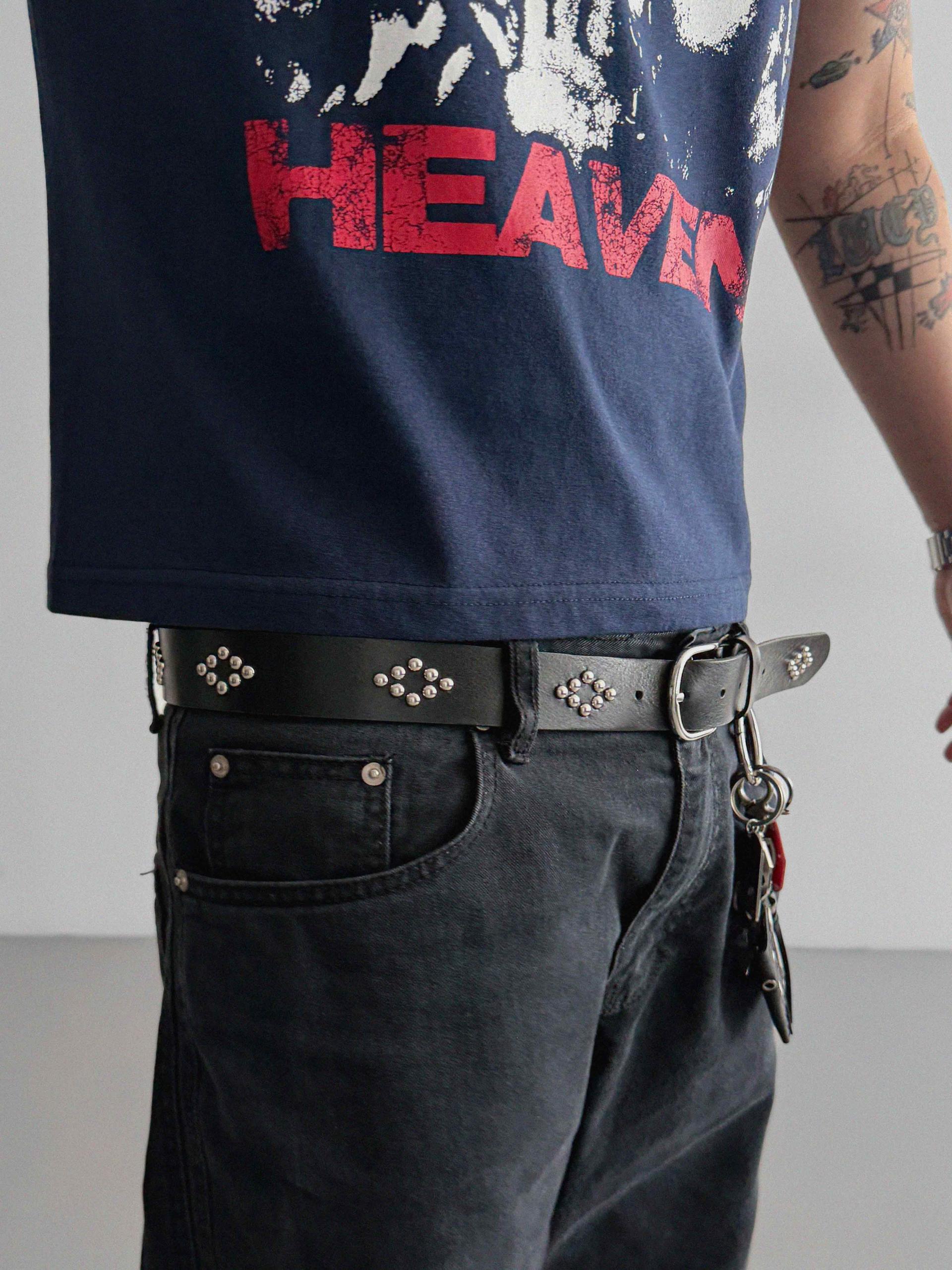 Diamond stud 35 leather belt