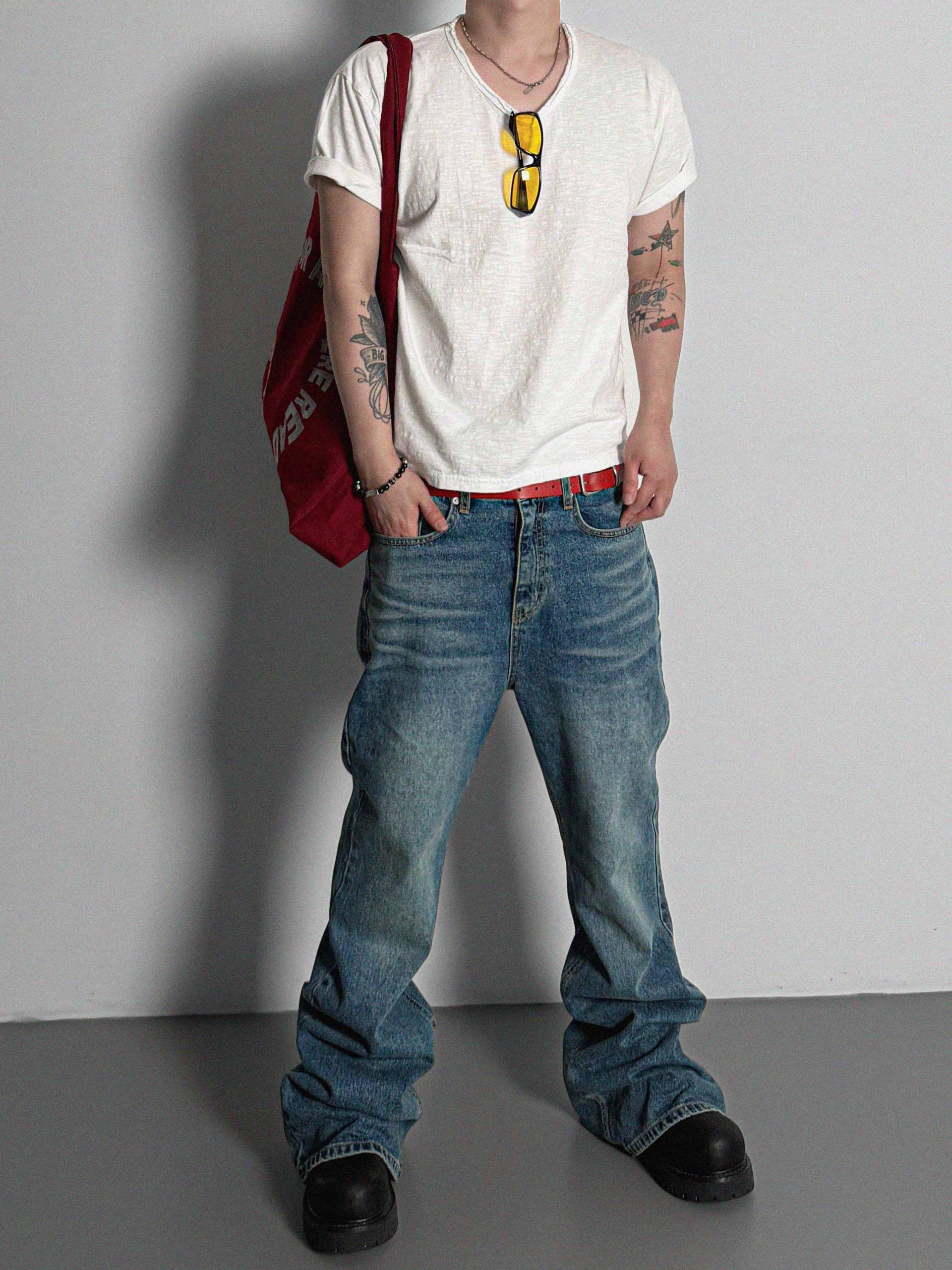 Slab cut u-neck half t